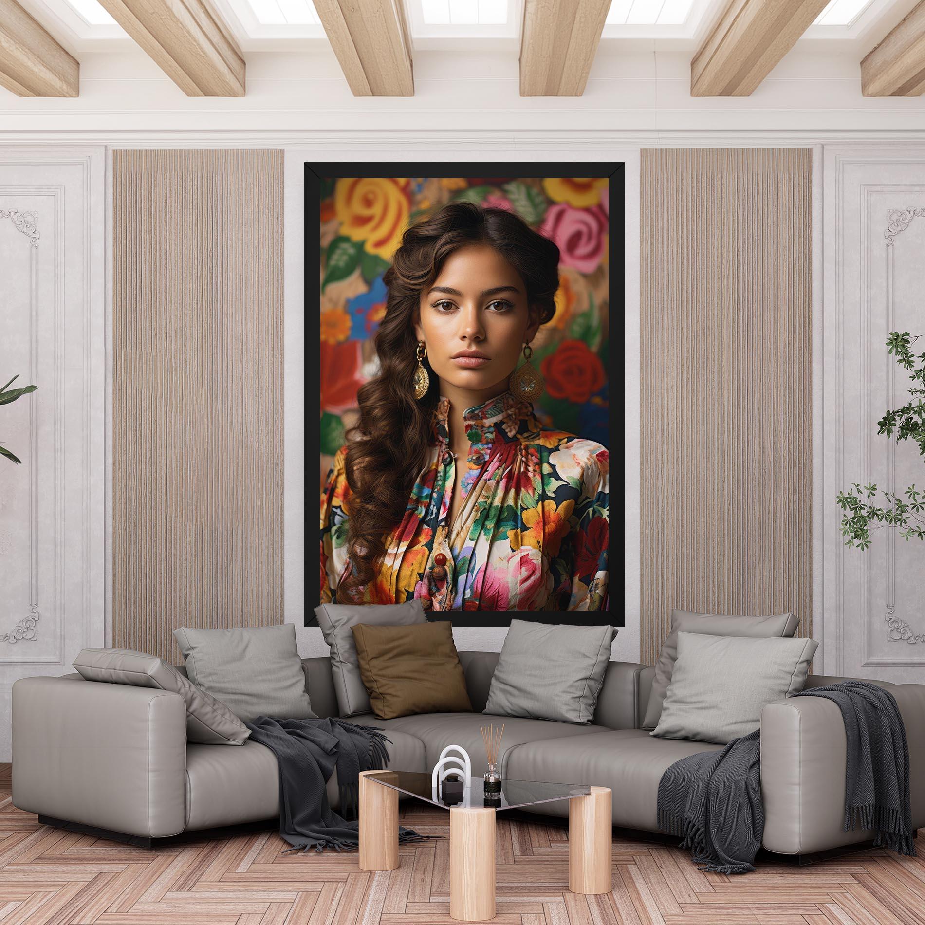 Vászonkép Floral Dress Long Hair mockup 6