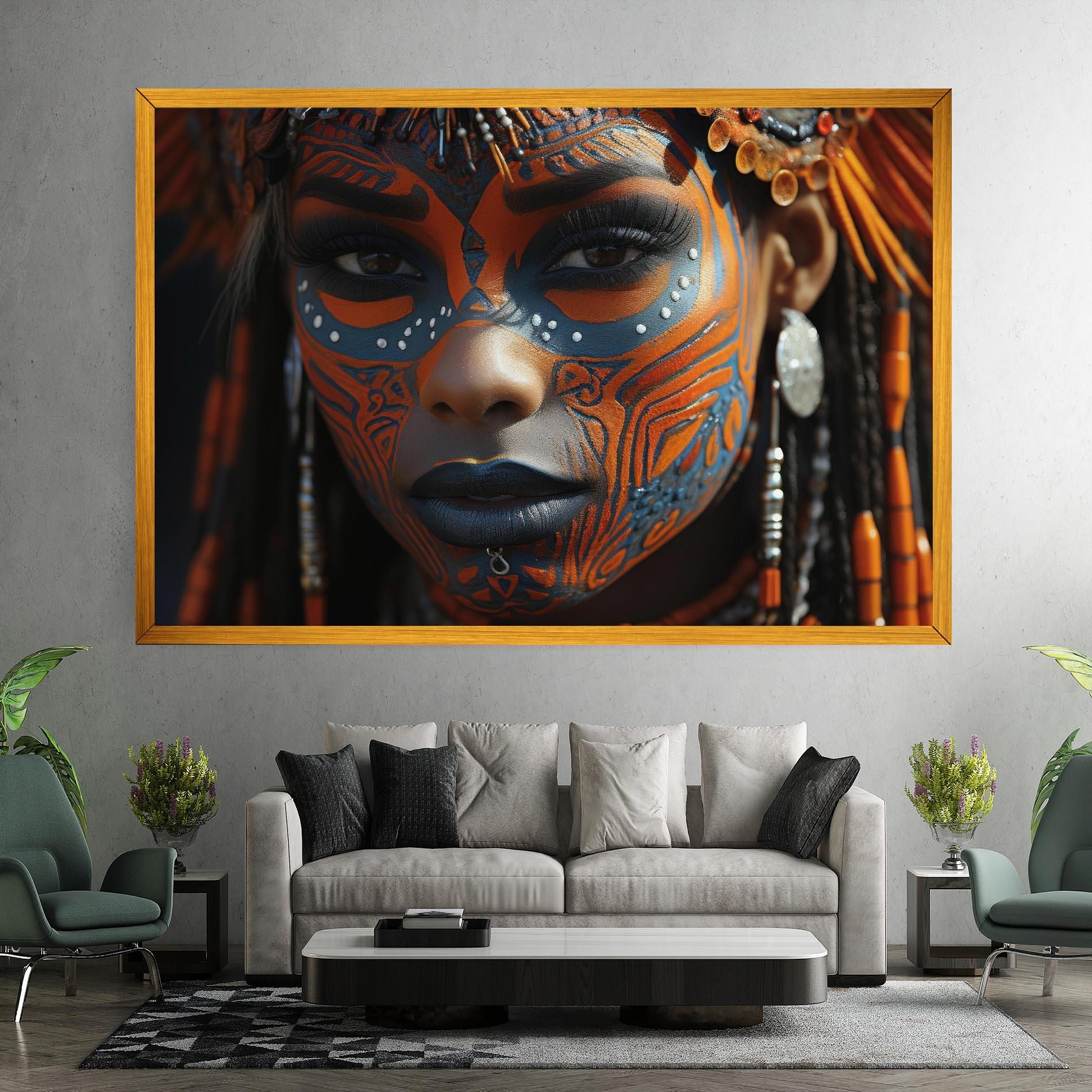 Vászonkép Orange Tribal Paint mockup 7