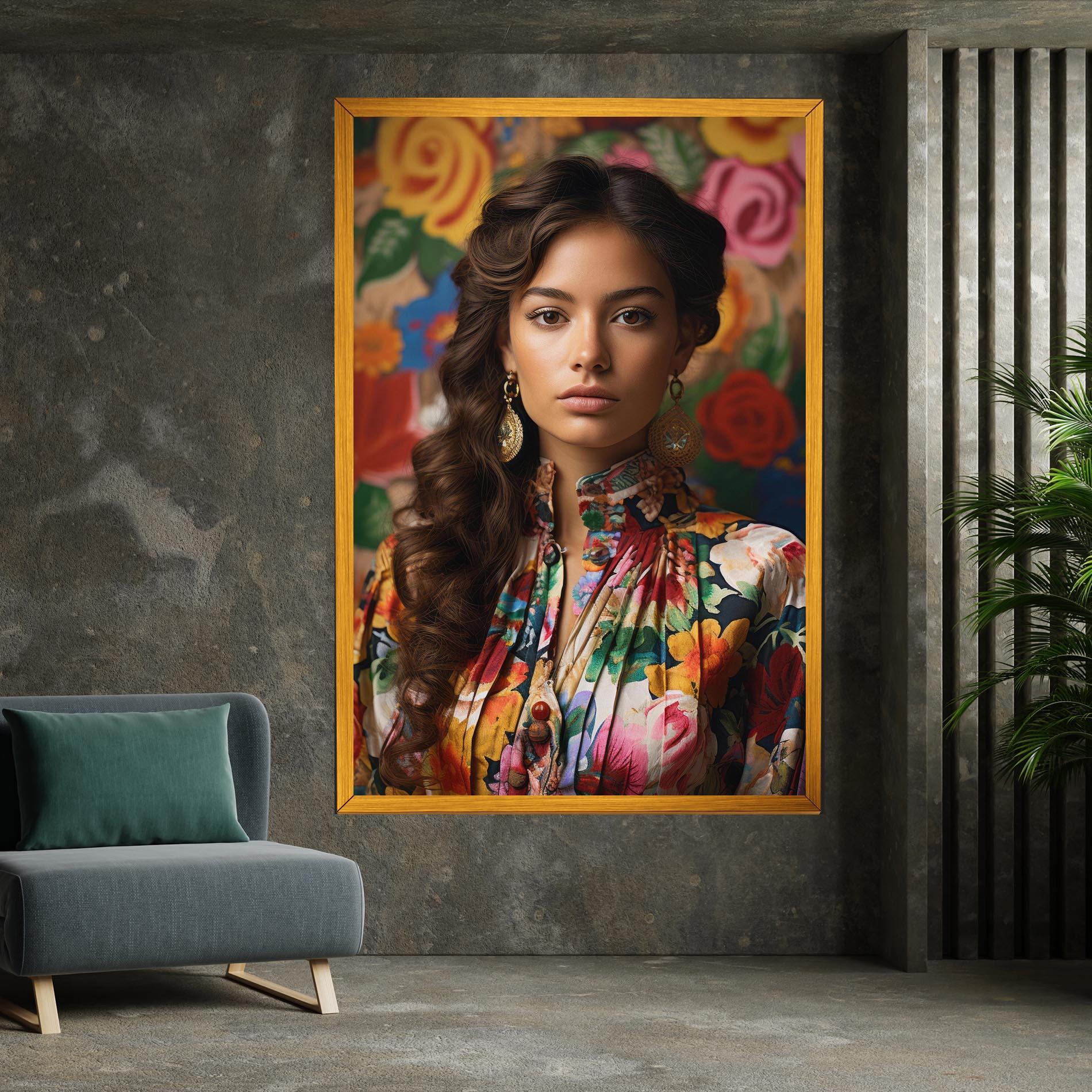 Vászonkép Floral Dress Long Hair mockup 7