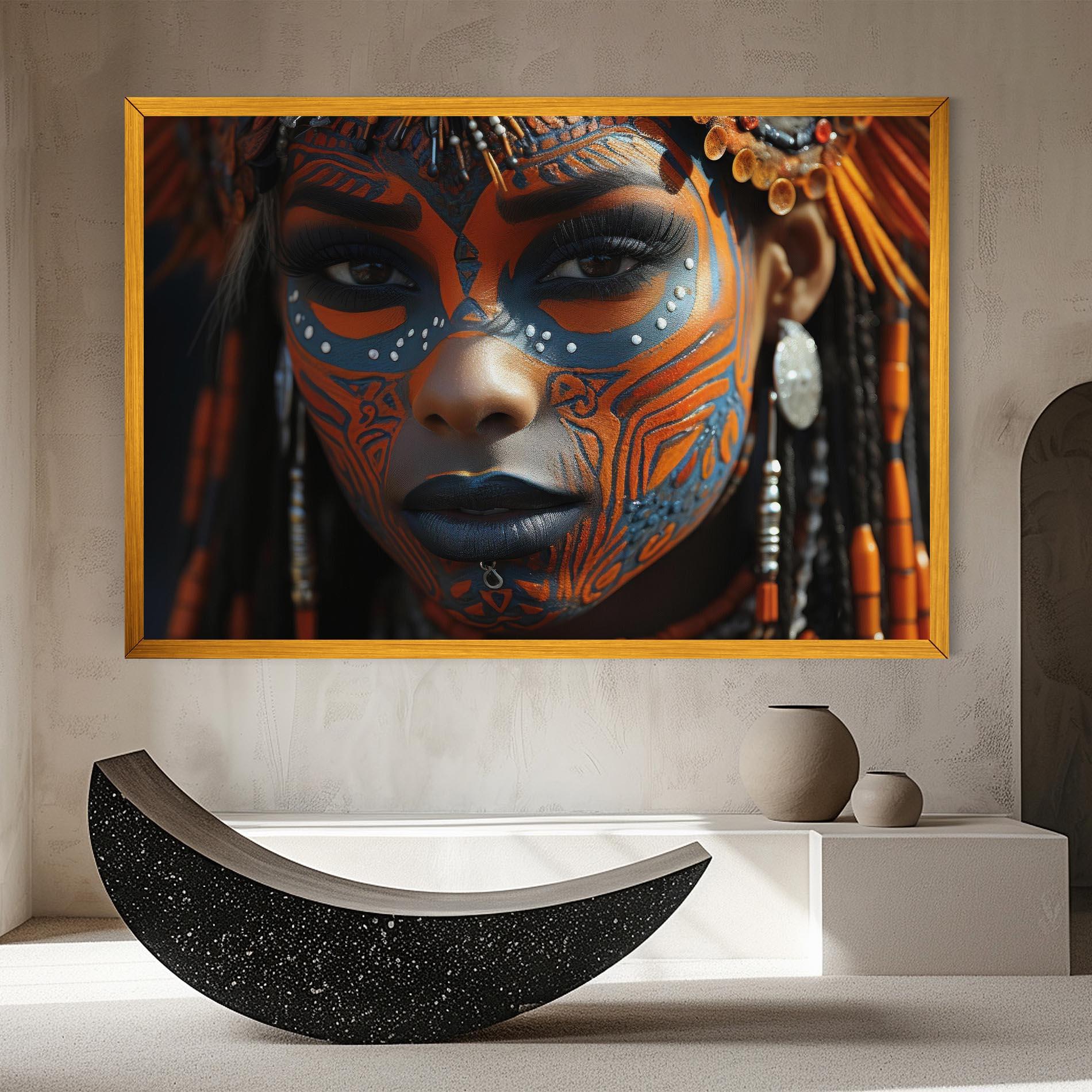Vászonkép Orange Tribal Paint mockup 8