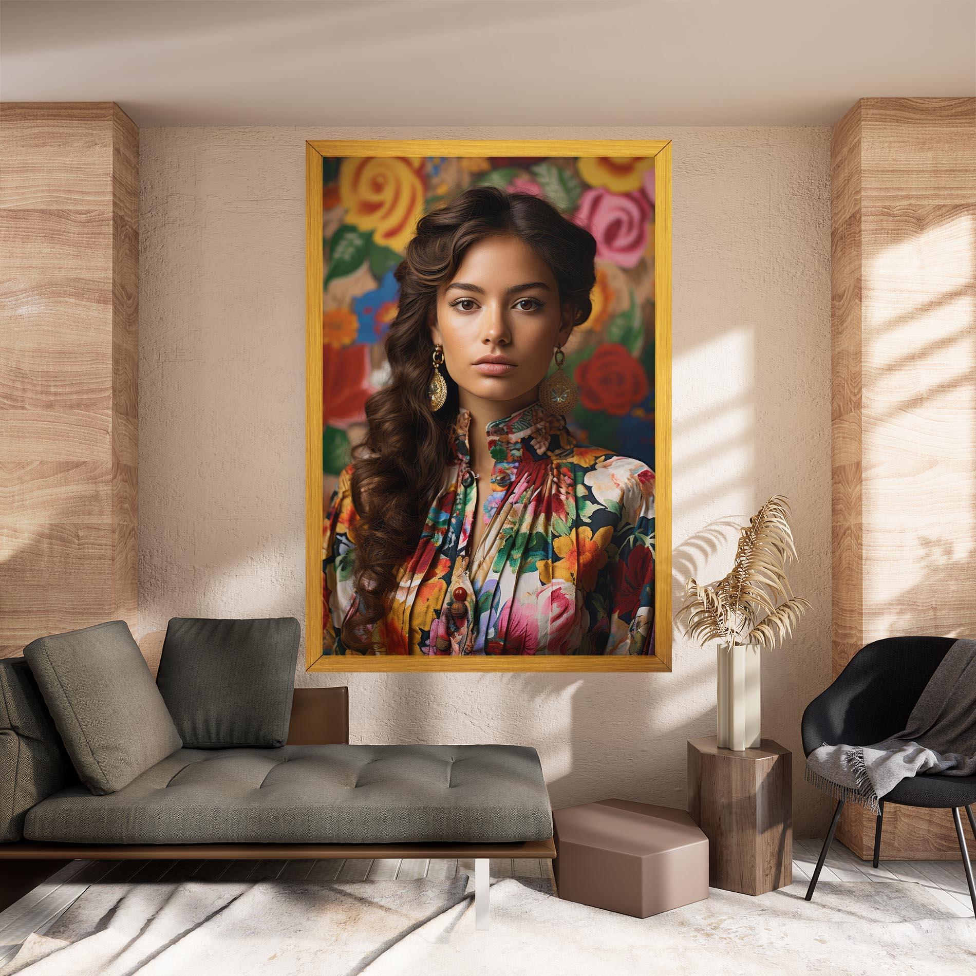 Vászonkép Floral Dress Long Hair mockup 8