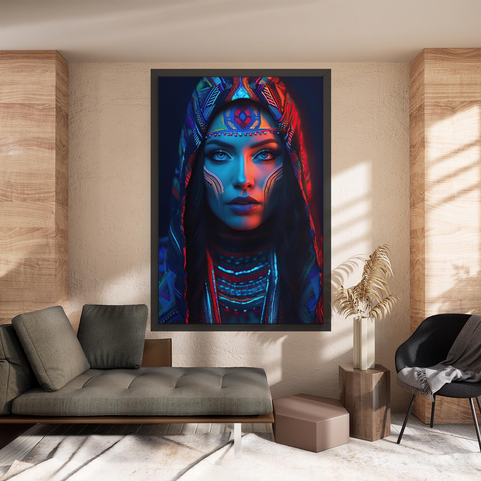 Vászonkép Blue Red Light Hood mockup 8