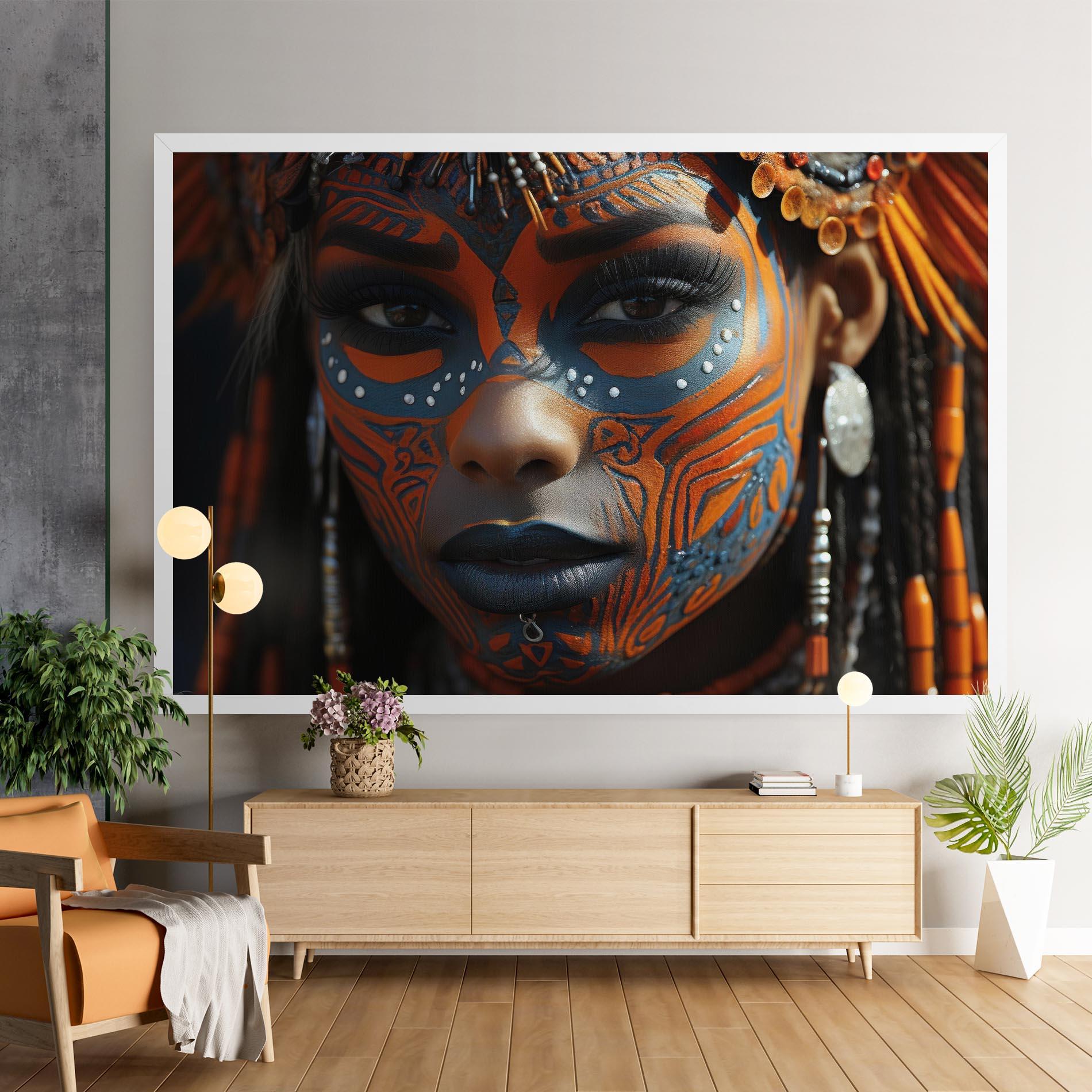 Vászonkép Orange Tribal Paint mockup 9