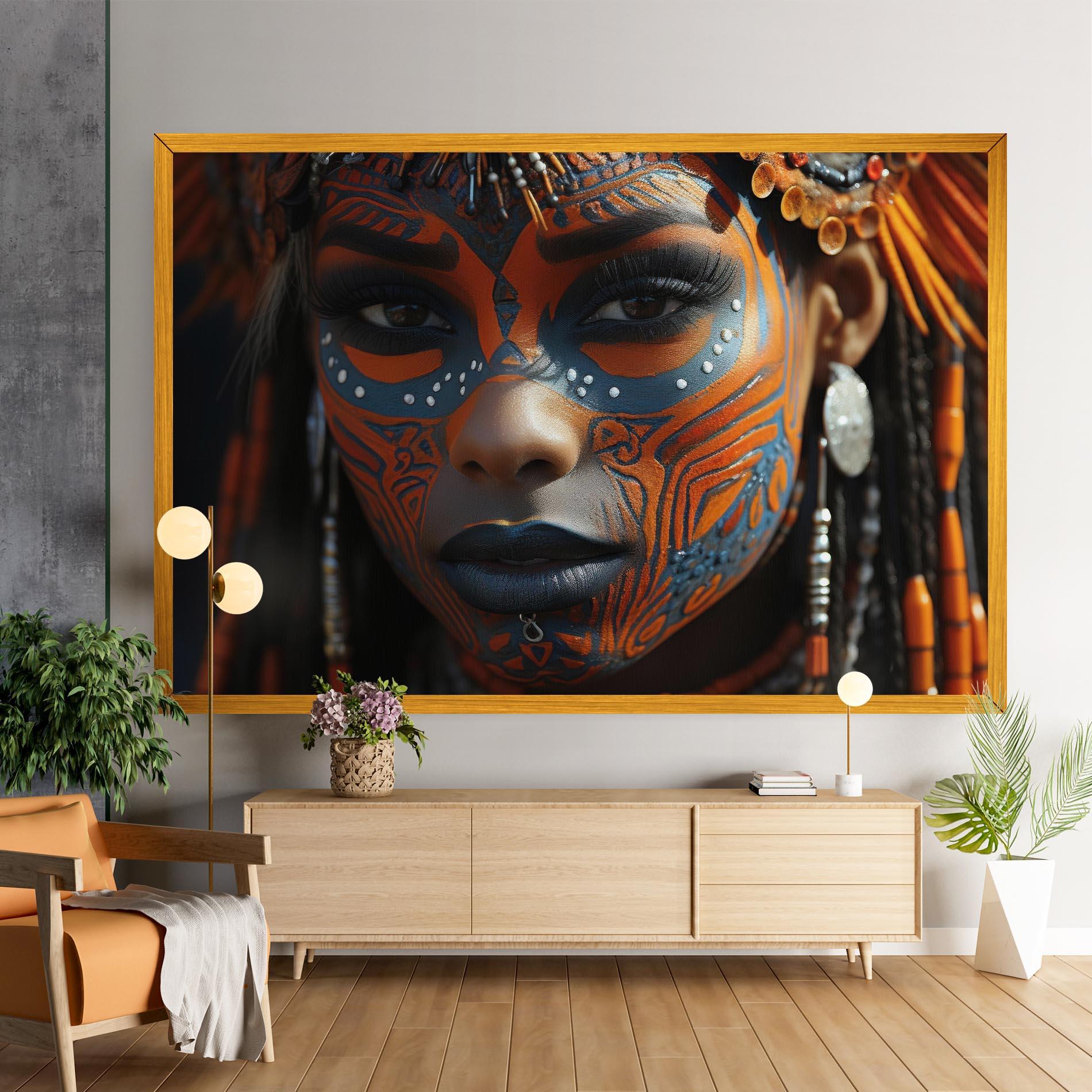 Vászonkép Orange Tribal Paint mockup 9