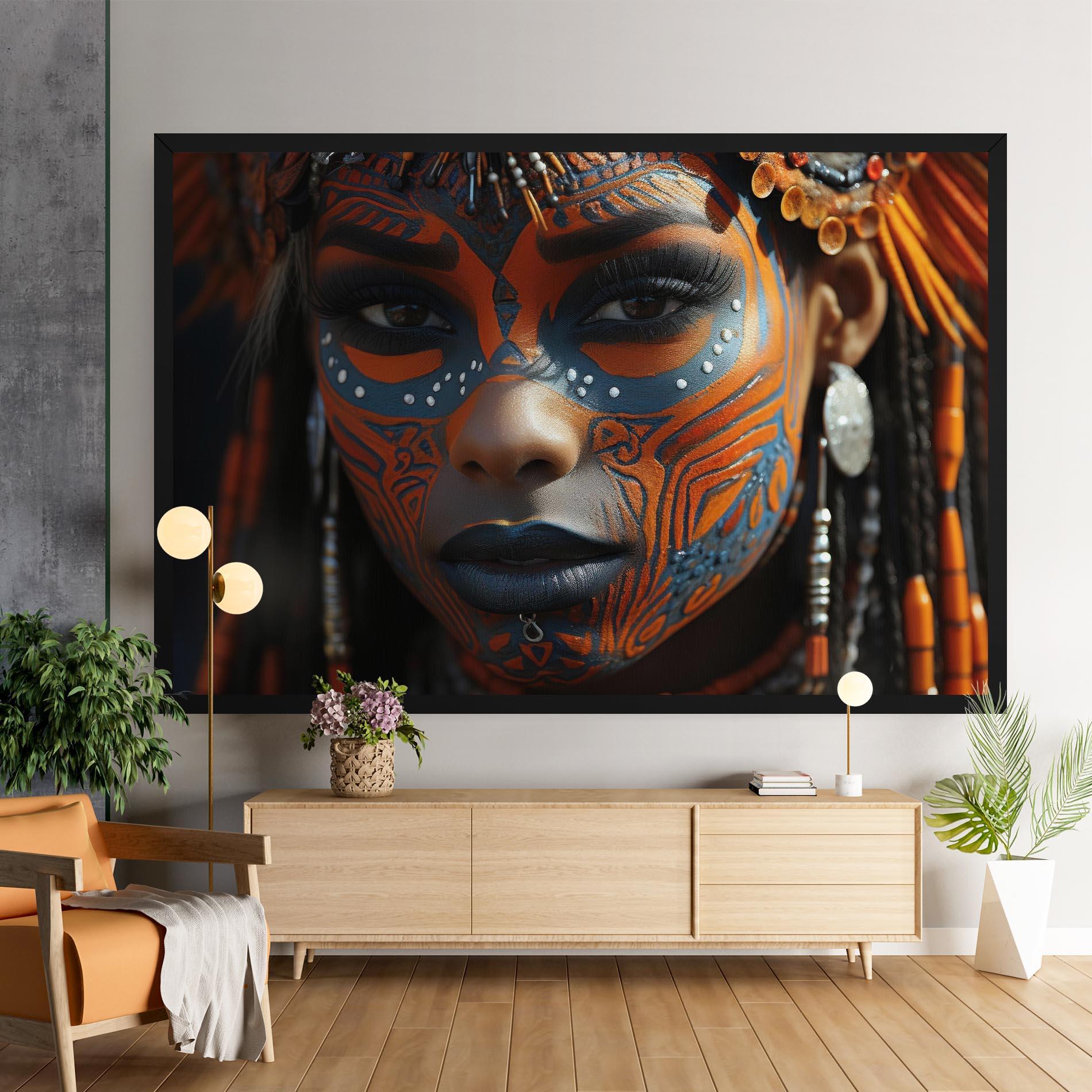 Vászonkép Orange Tribal Paint mockup 9