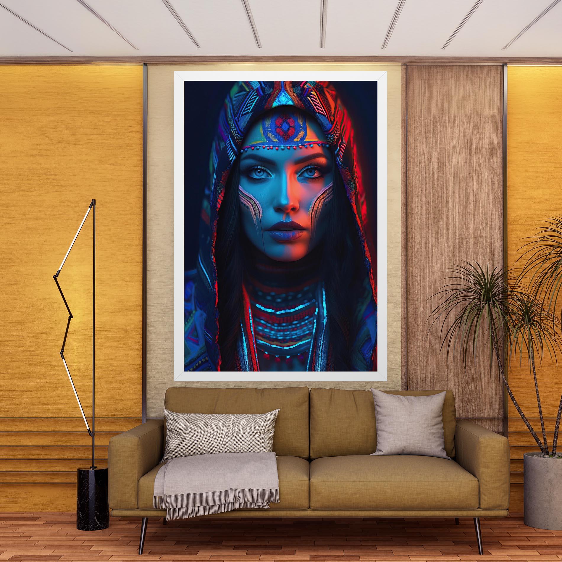 Vászonkép Blue Red Light Hood mockup 9