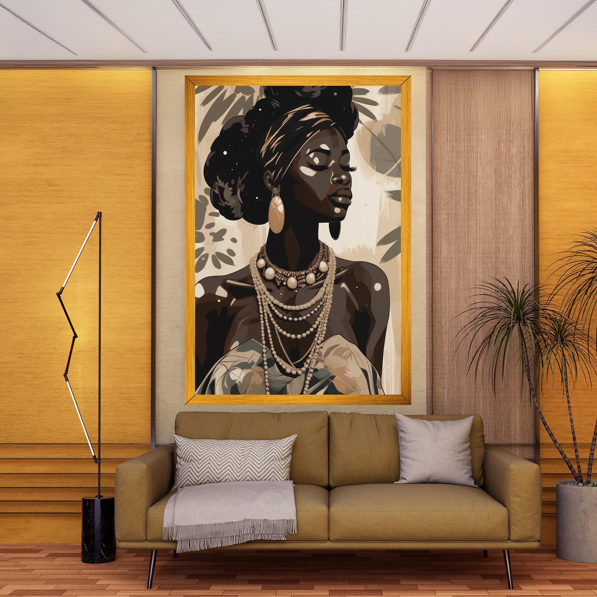 Vászonkép African Woman On Cream mockup 9