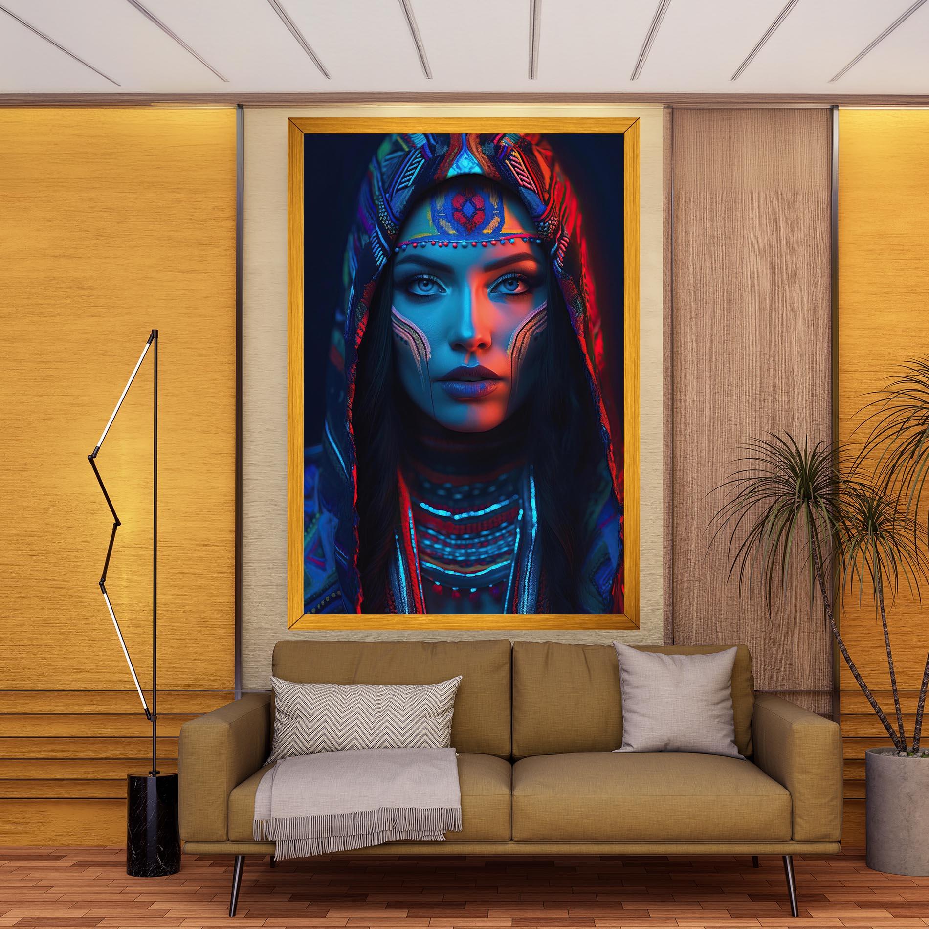 Vászonkép Blue Red Light Hood mockup 9