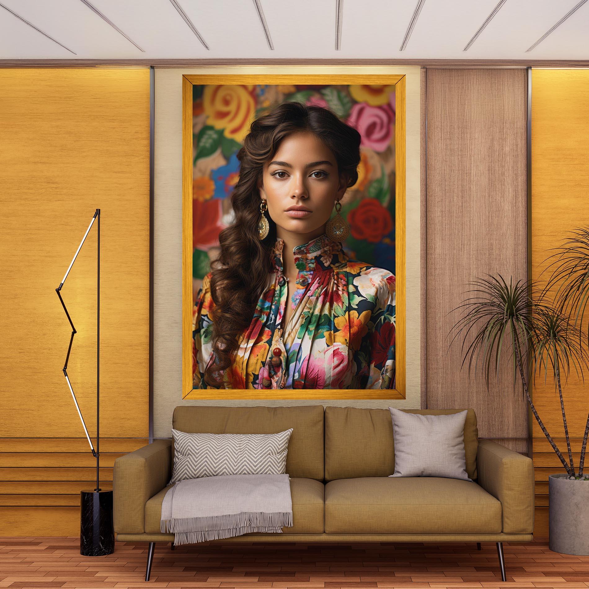 Vászonkép Floral Dress Long Hair mockup 9