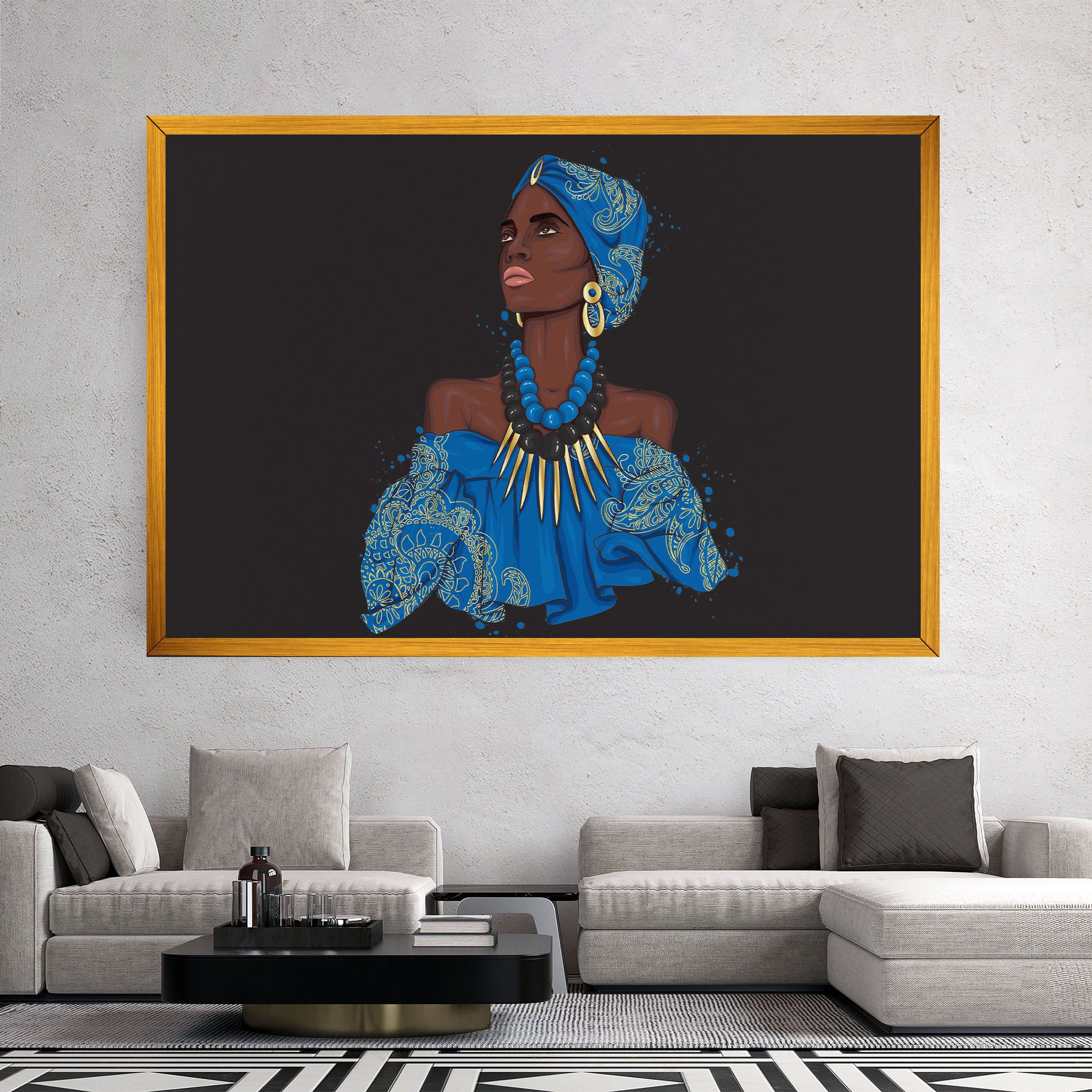 Blue African Outfit mockup 2