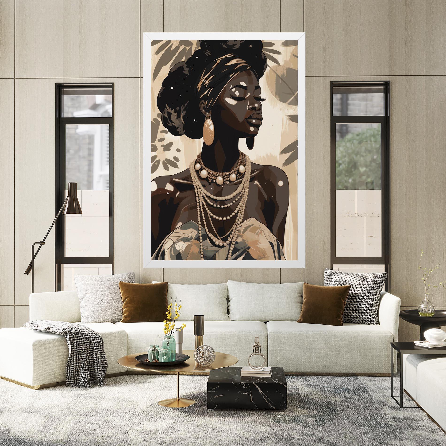 Vászonkép African Woman On Cream mockup 2