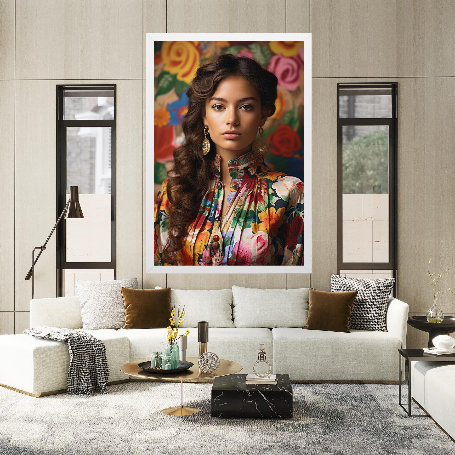 Vászonkép Floral Dress Long Hair mockup 2