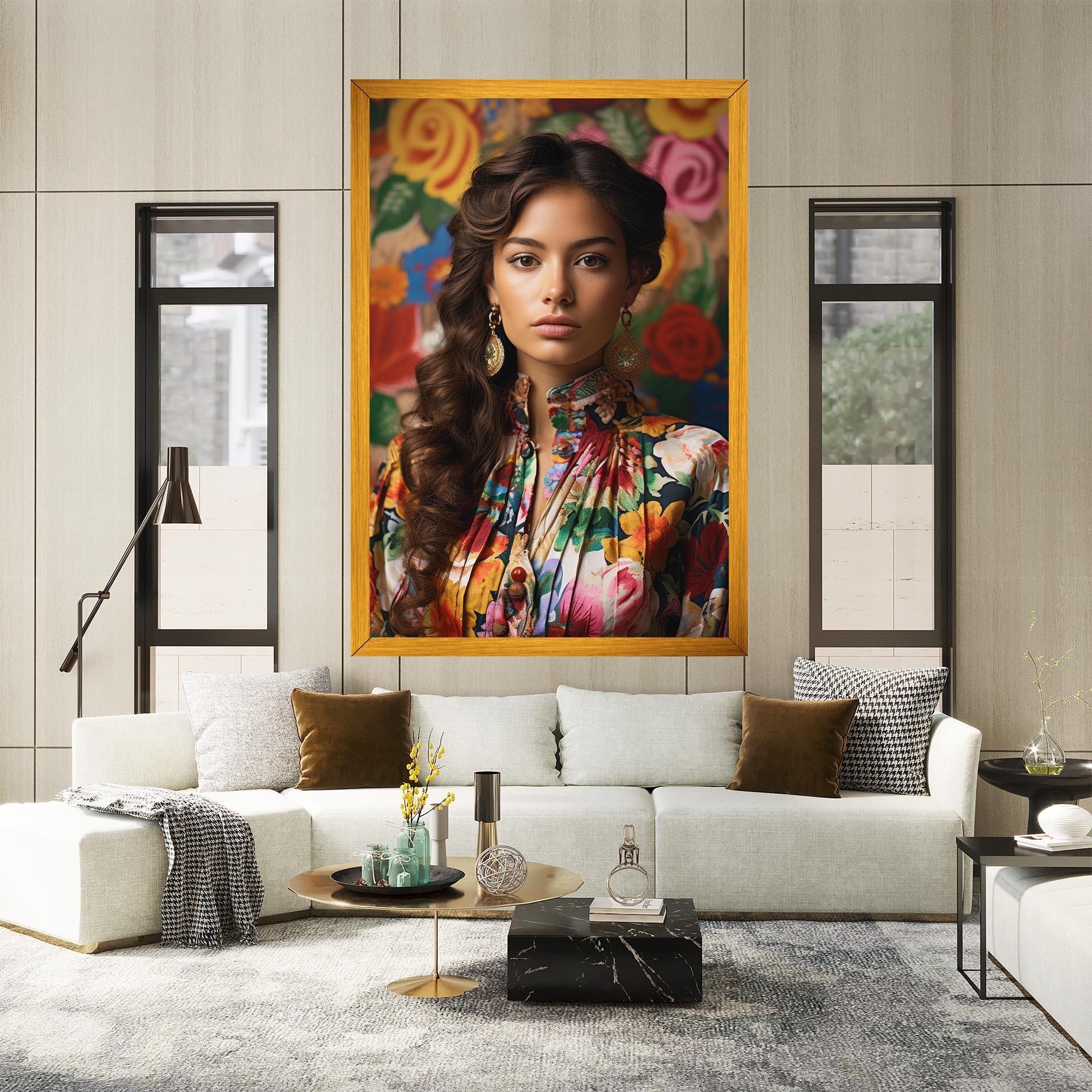 Vászonkép Floral Dress Long Hair mockup 2