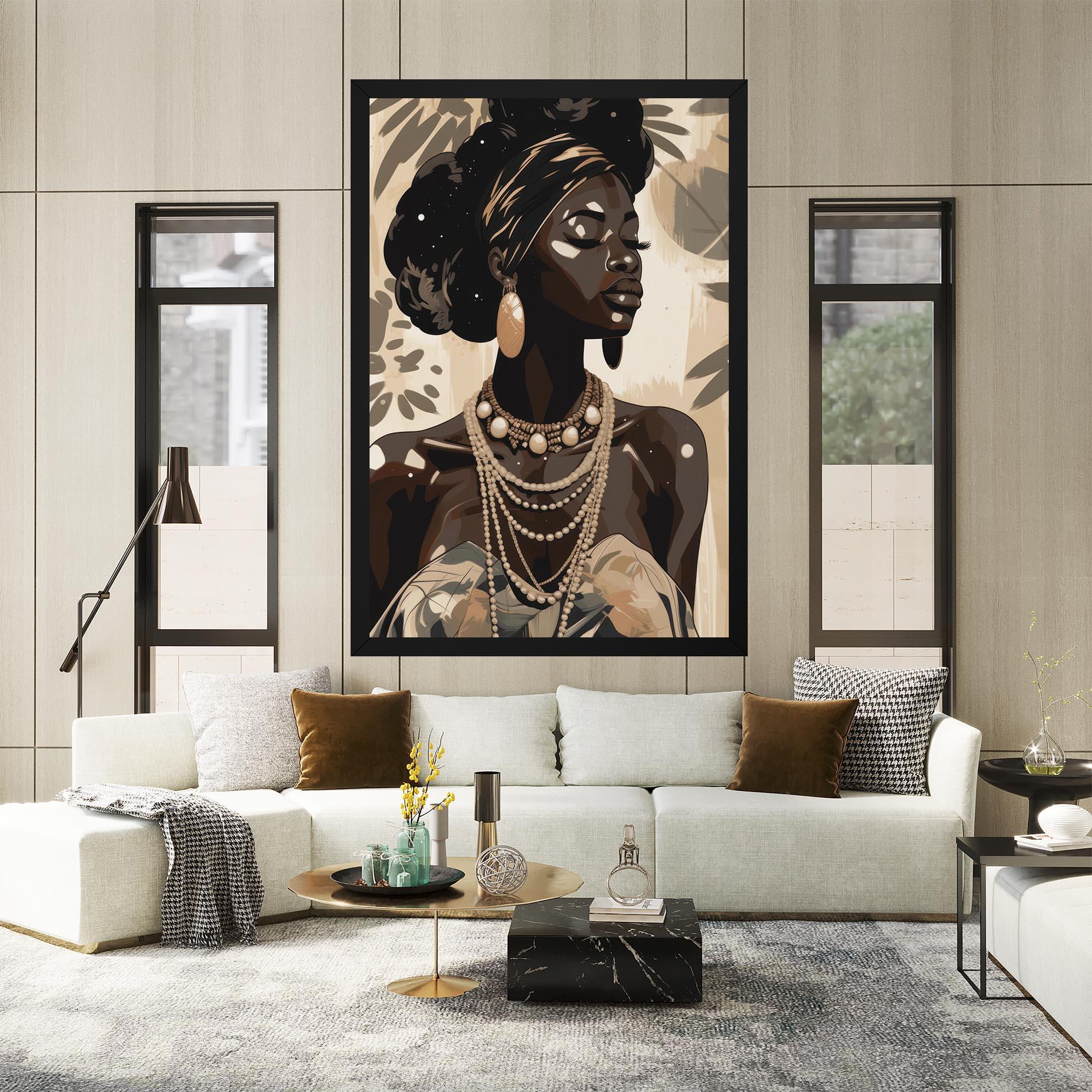Vászonkép African Woman On Cream mockup 2