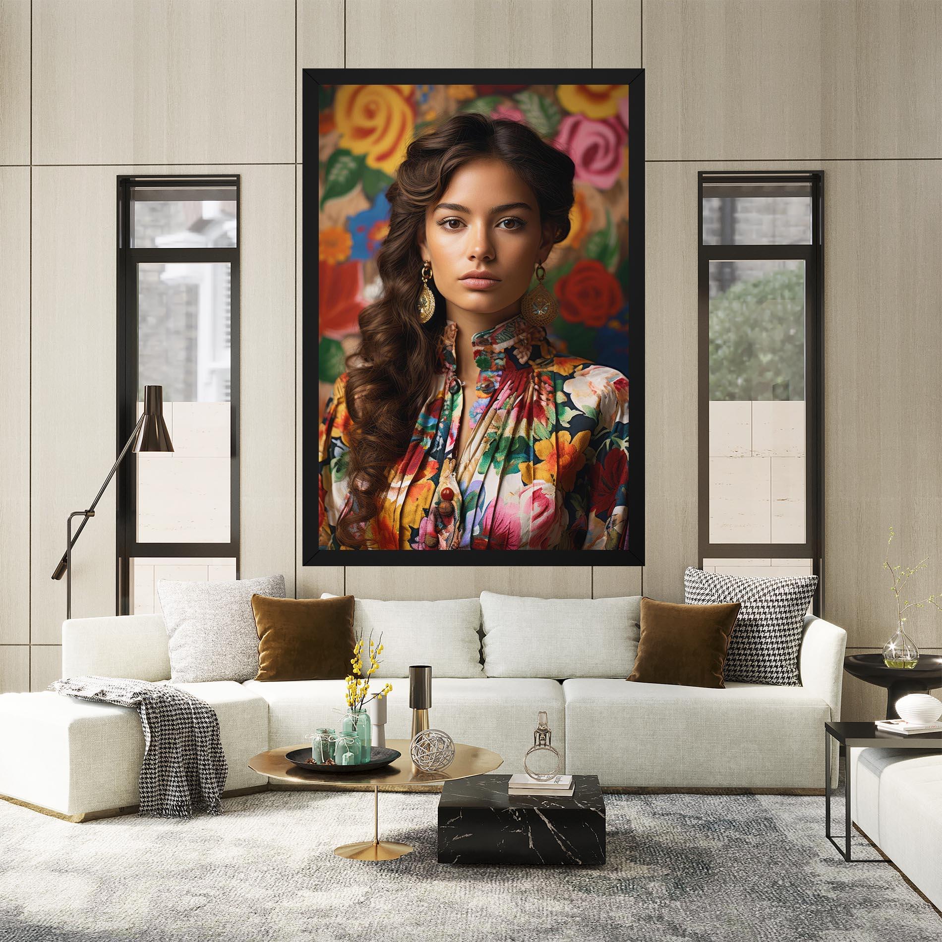 Vászonkép Floral Dress Long Hair mockup 2