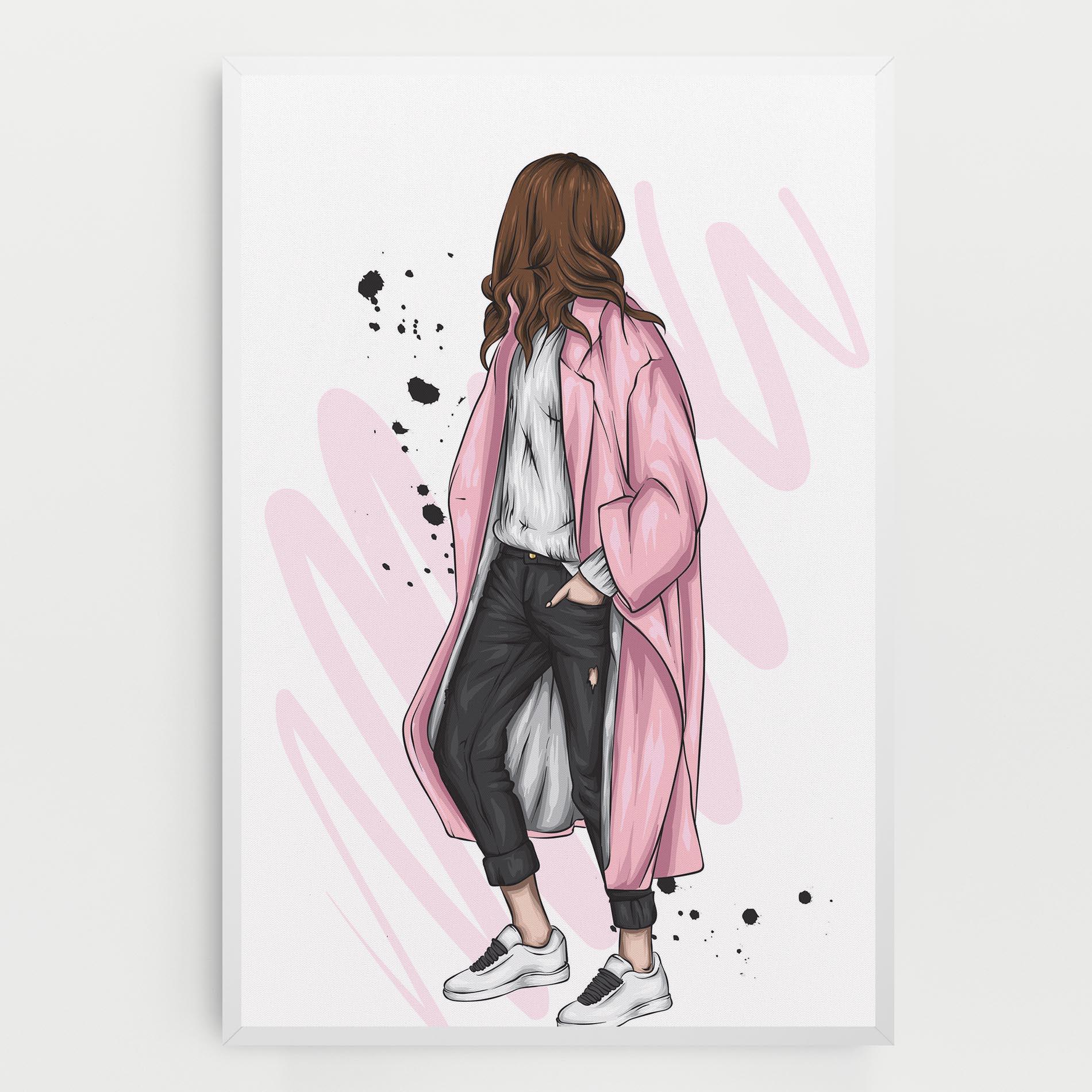 Vászonkép Pink Coat Woman mockup 0