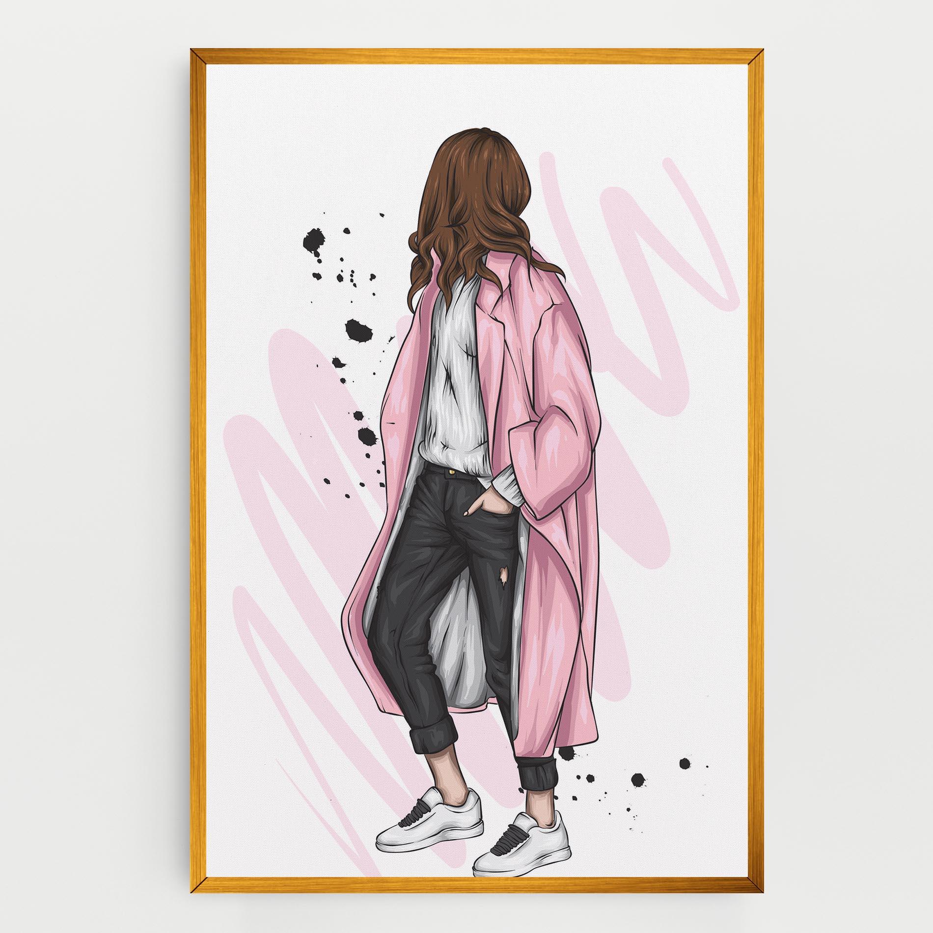 Vászonkép Pink Coat Woman mockup 0