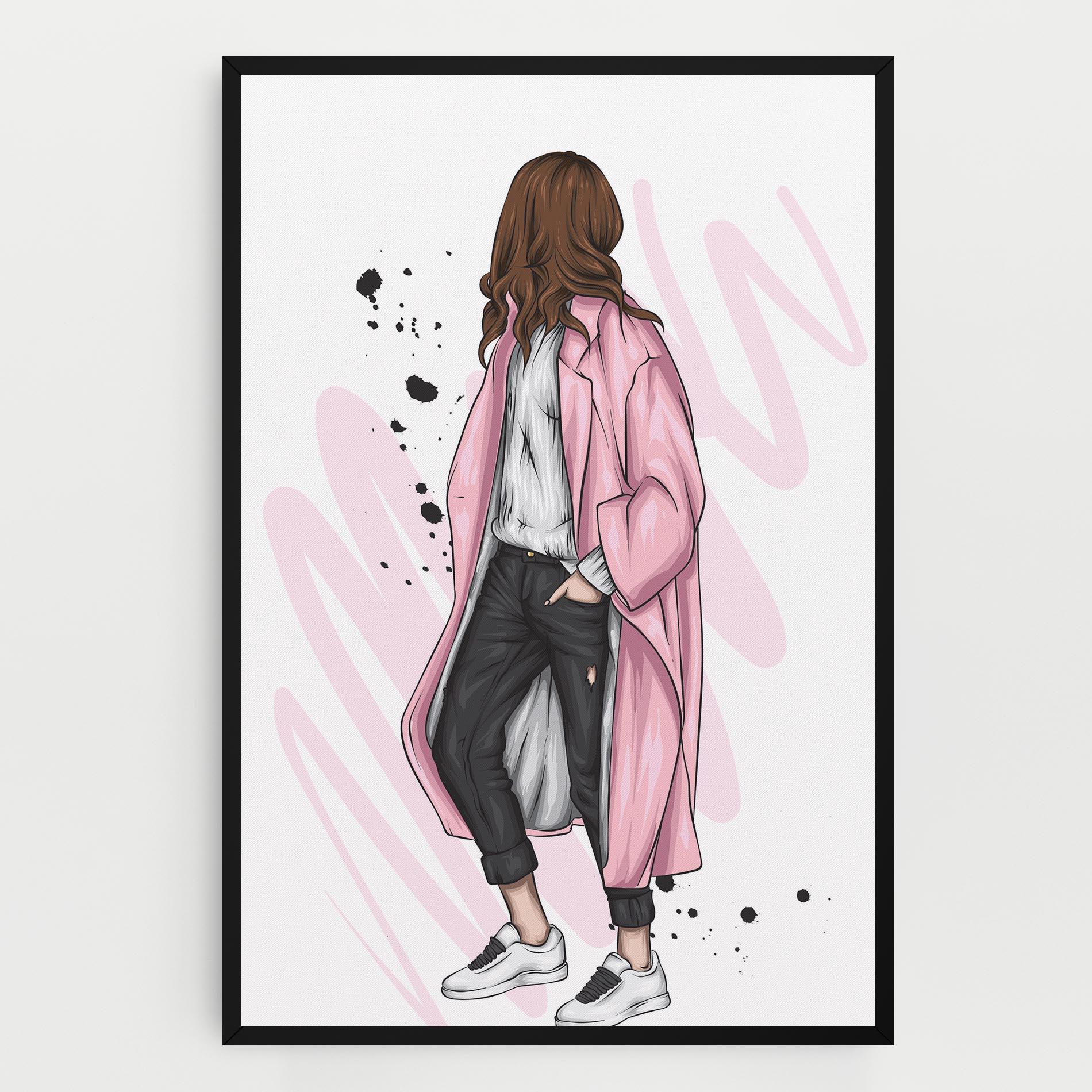 Vászonkép Pink Coat Woman mockup 0