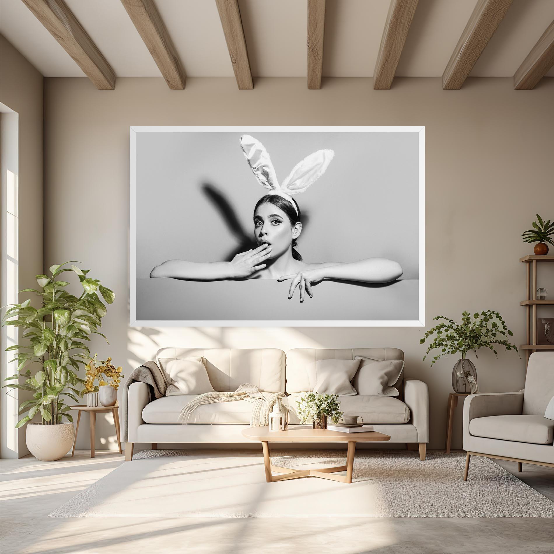 Vászonkép Bunny Ears Peeking mockup 6
