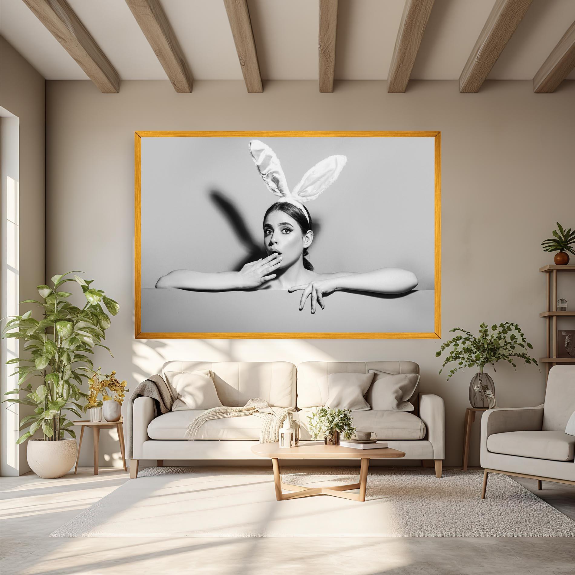 Vászonkép Bunny Ears Peeking mockup 6
