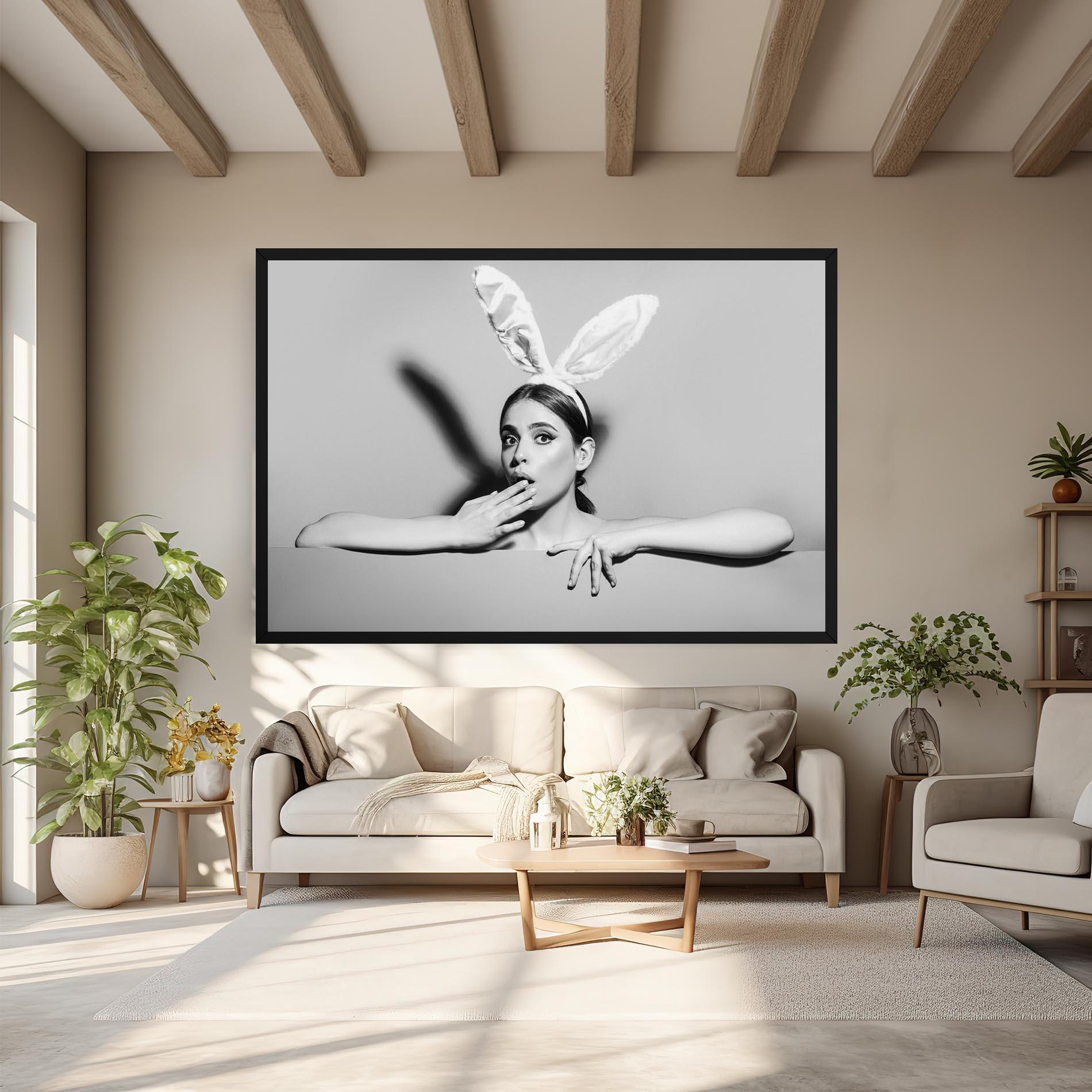 Vászonkép Bunny Ears Peeking mockup 6