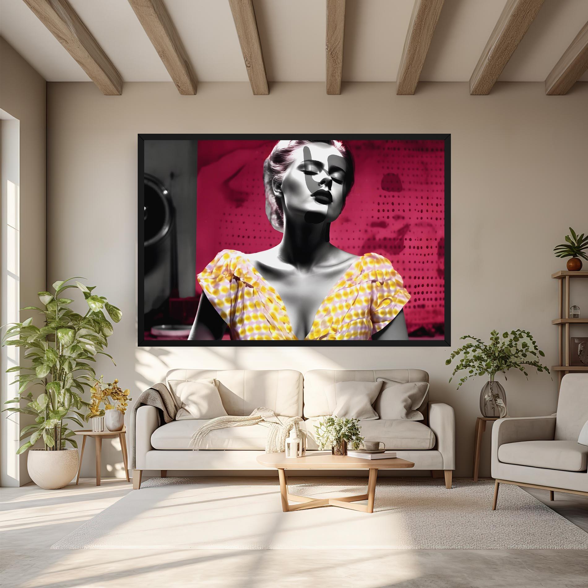 Vászonkép Yellow Dress On Pink mockup 6