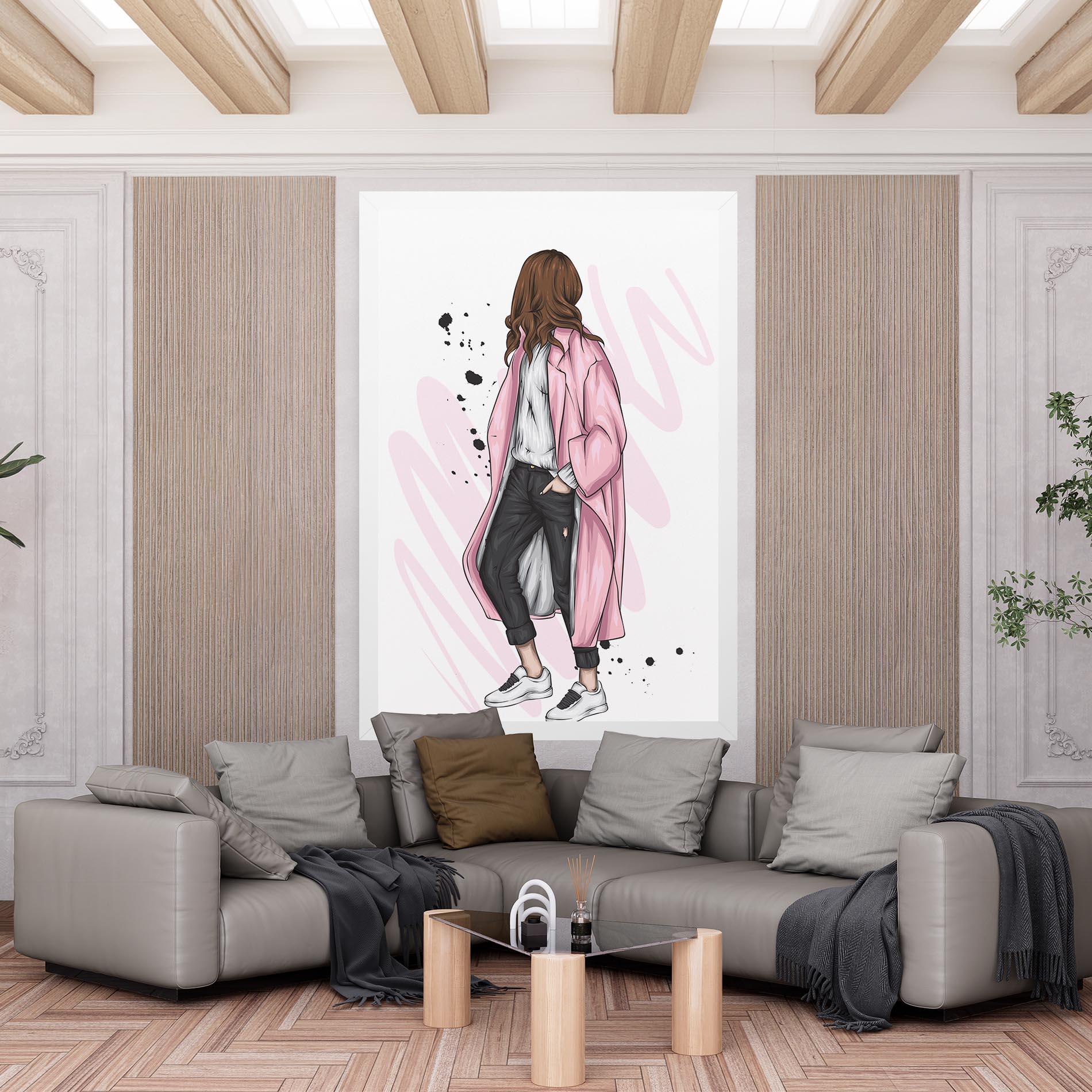Vászonkép Pink Coat Woman mockup 6