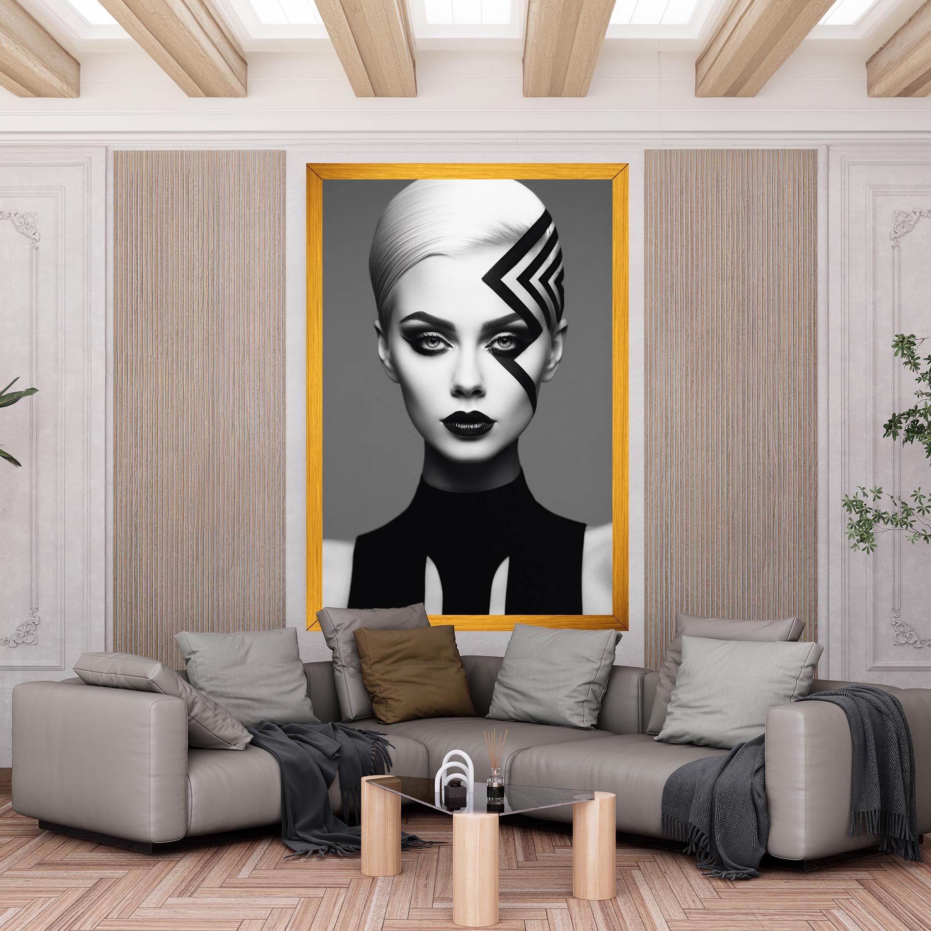 Vászonkép Black Lines On Face mockup 6