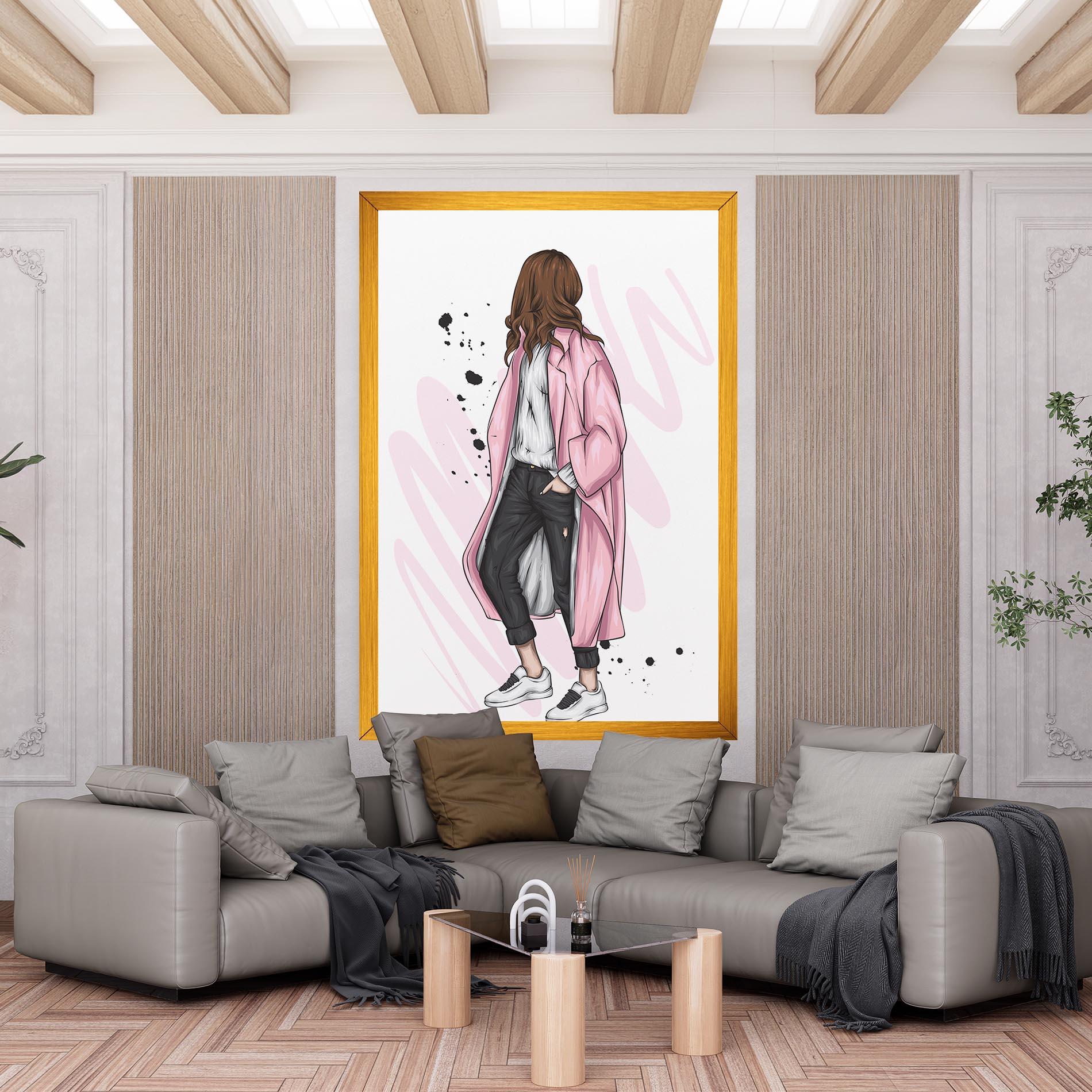 Vászonkép Pink Coat Woman mockup 6