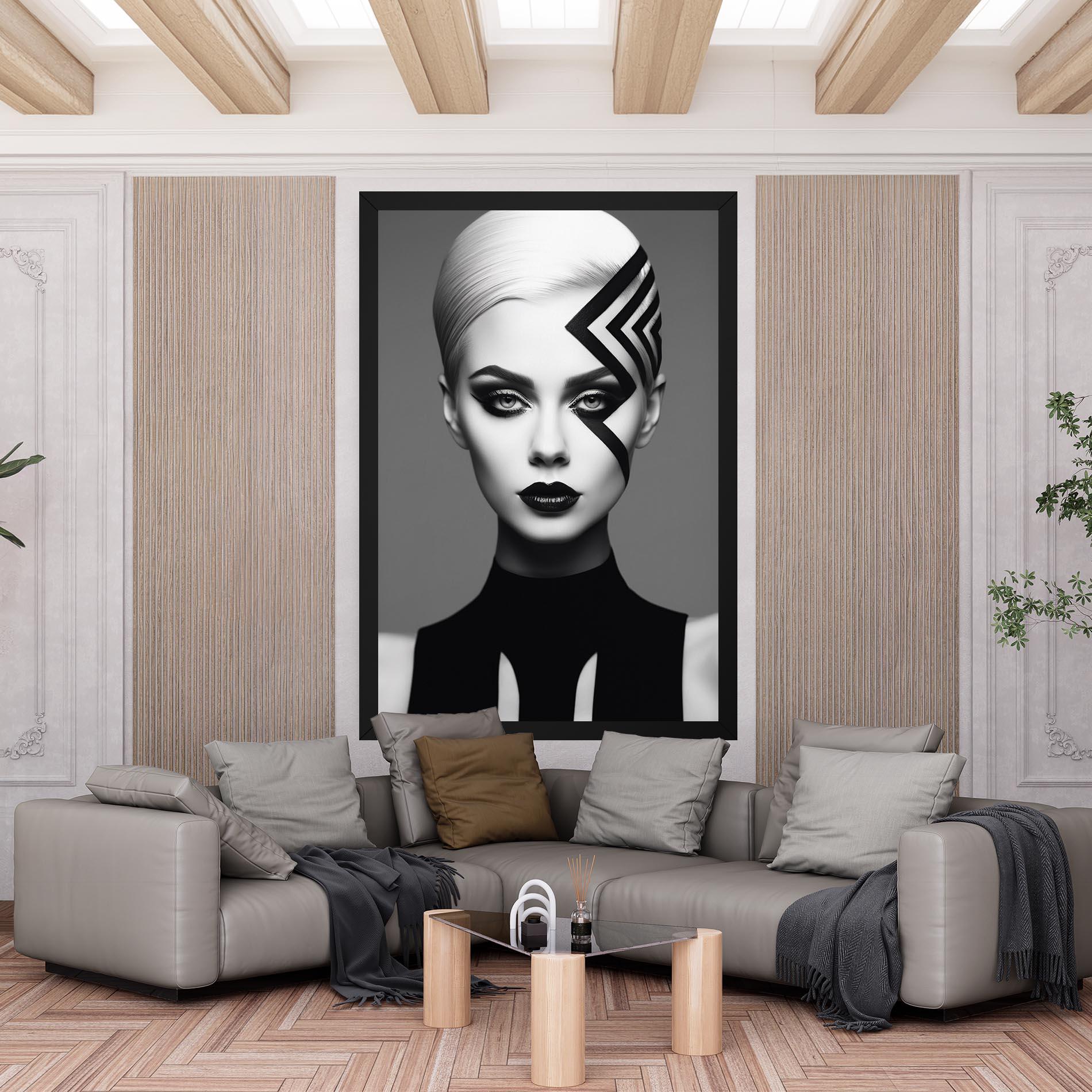 Vászonkép Black Lines On Face mockup 6