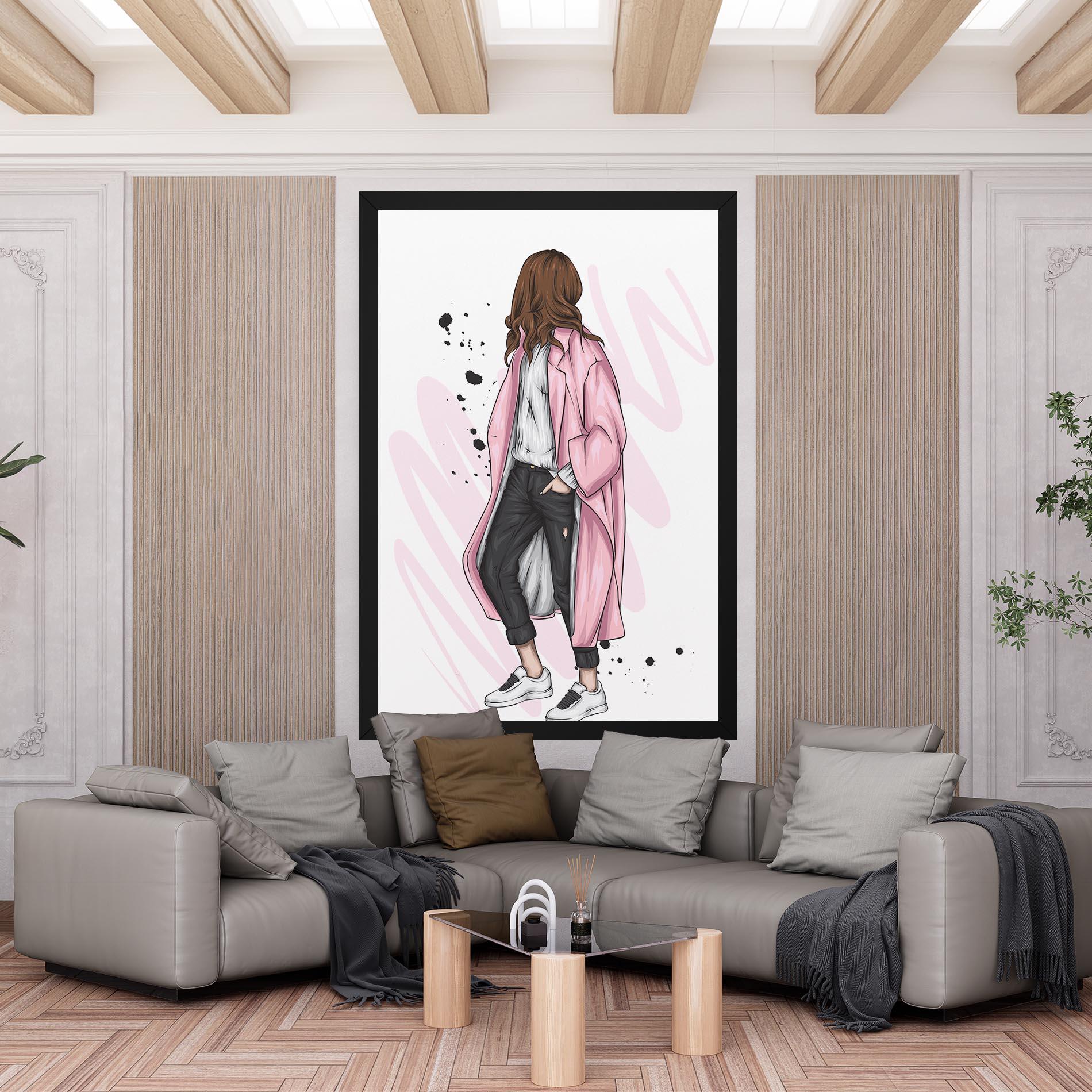 Vászonkép Pink Coat Woman mockup 6