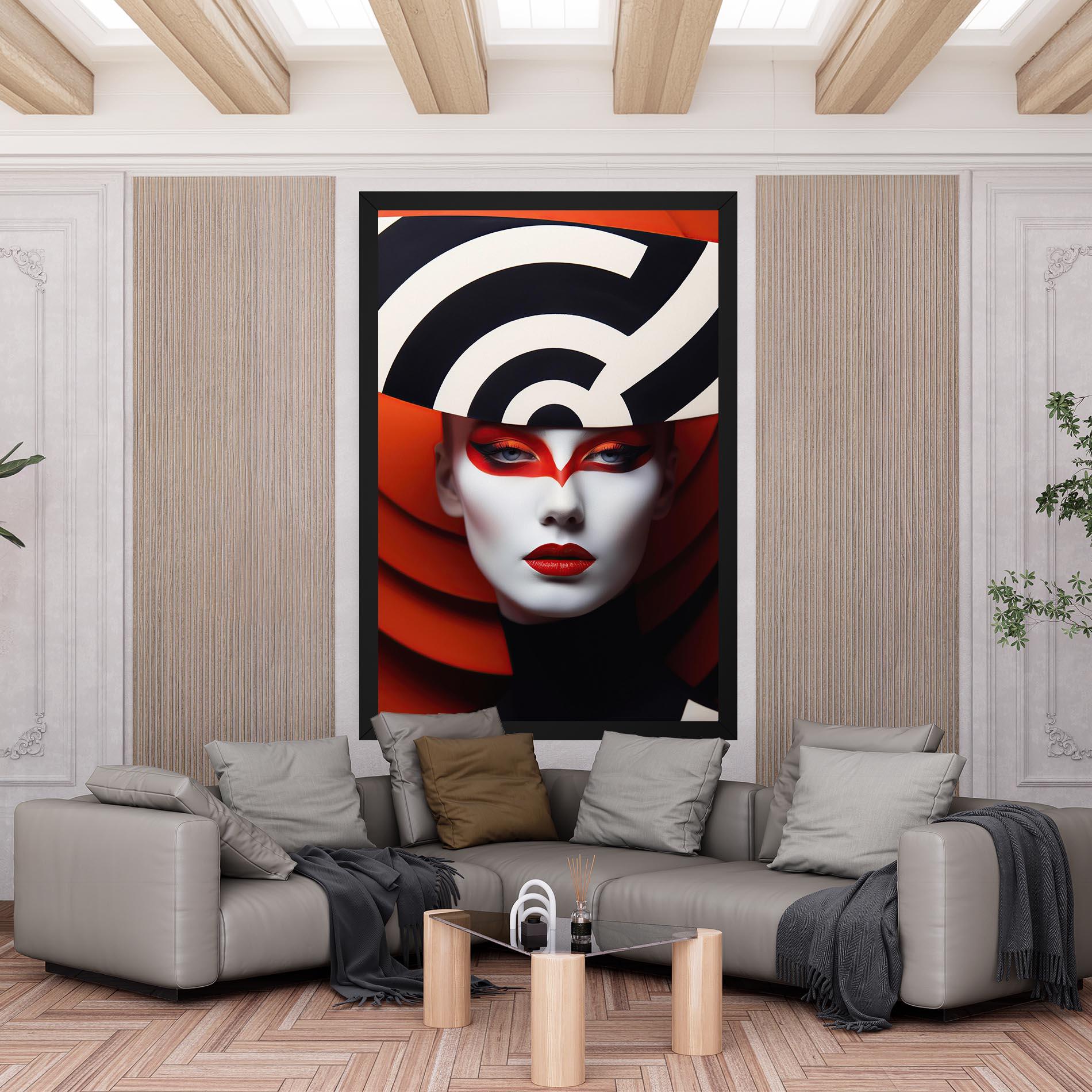 Vászonkép Red Black Woman Art mockup 6