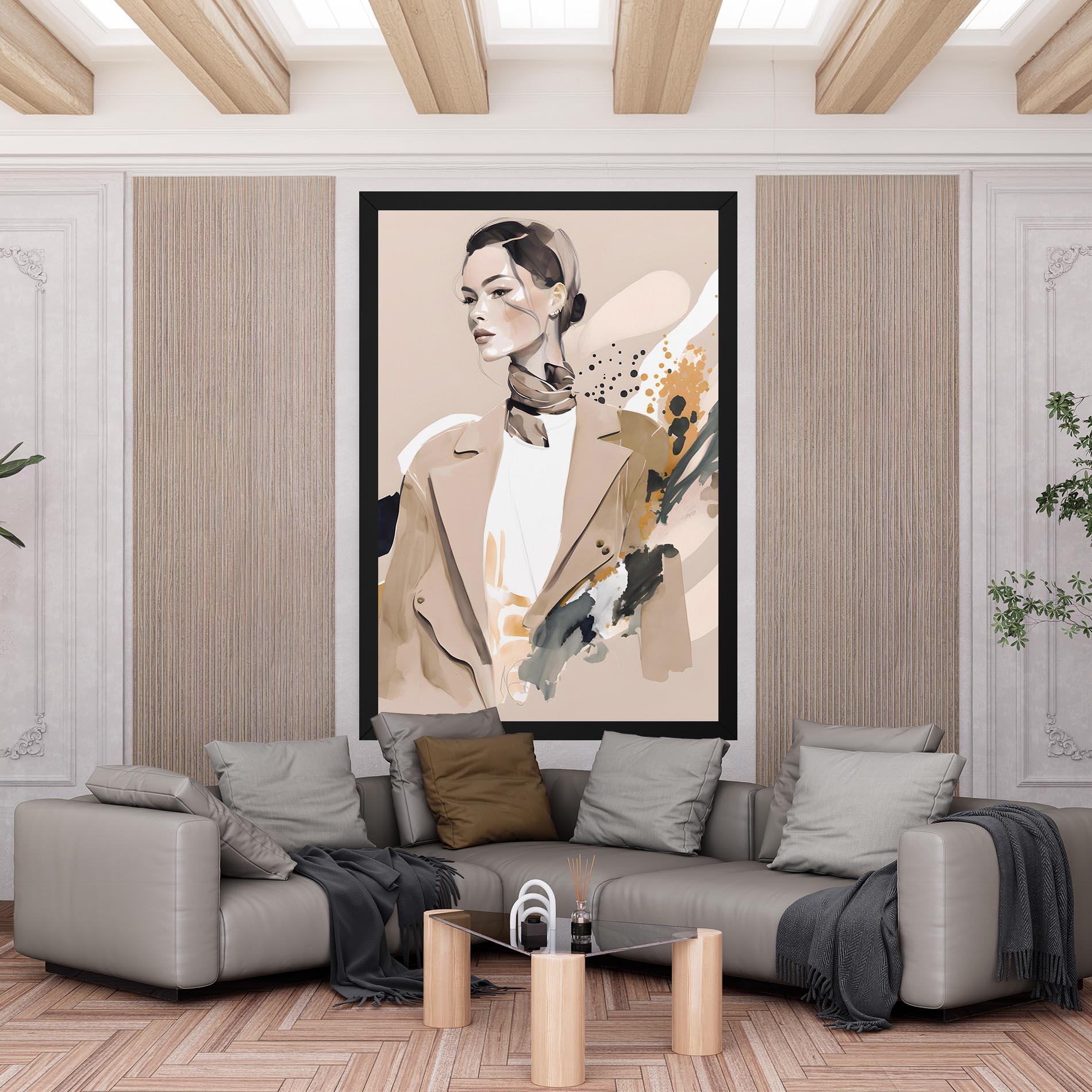 Vászonkép Watercolor Stylish Model mockup 6