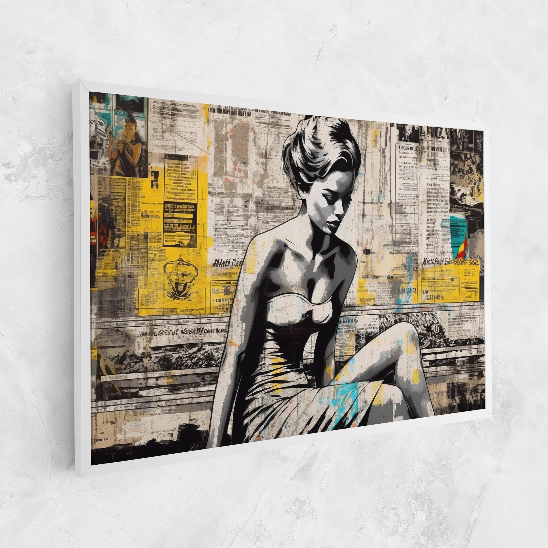 Vászonkép Newspaper Painting Girl mockup 1