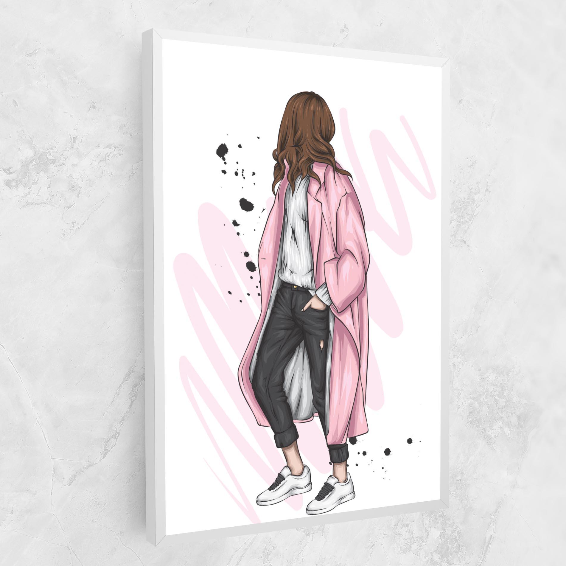 Vászonkép Pink Coat Woman mockup 1