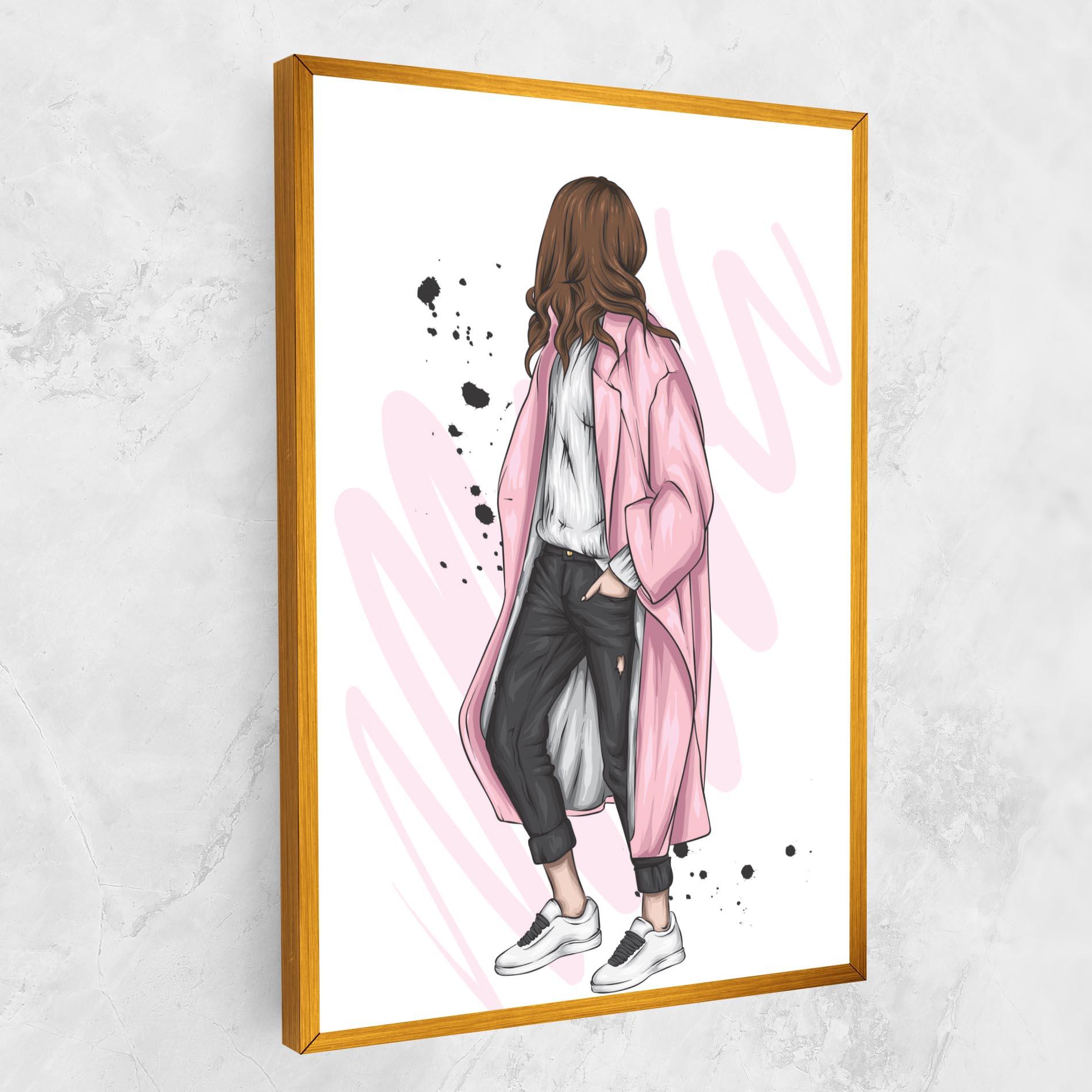 Vászonkép Pink Coat Woman mockup 1