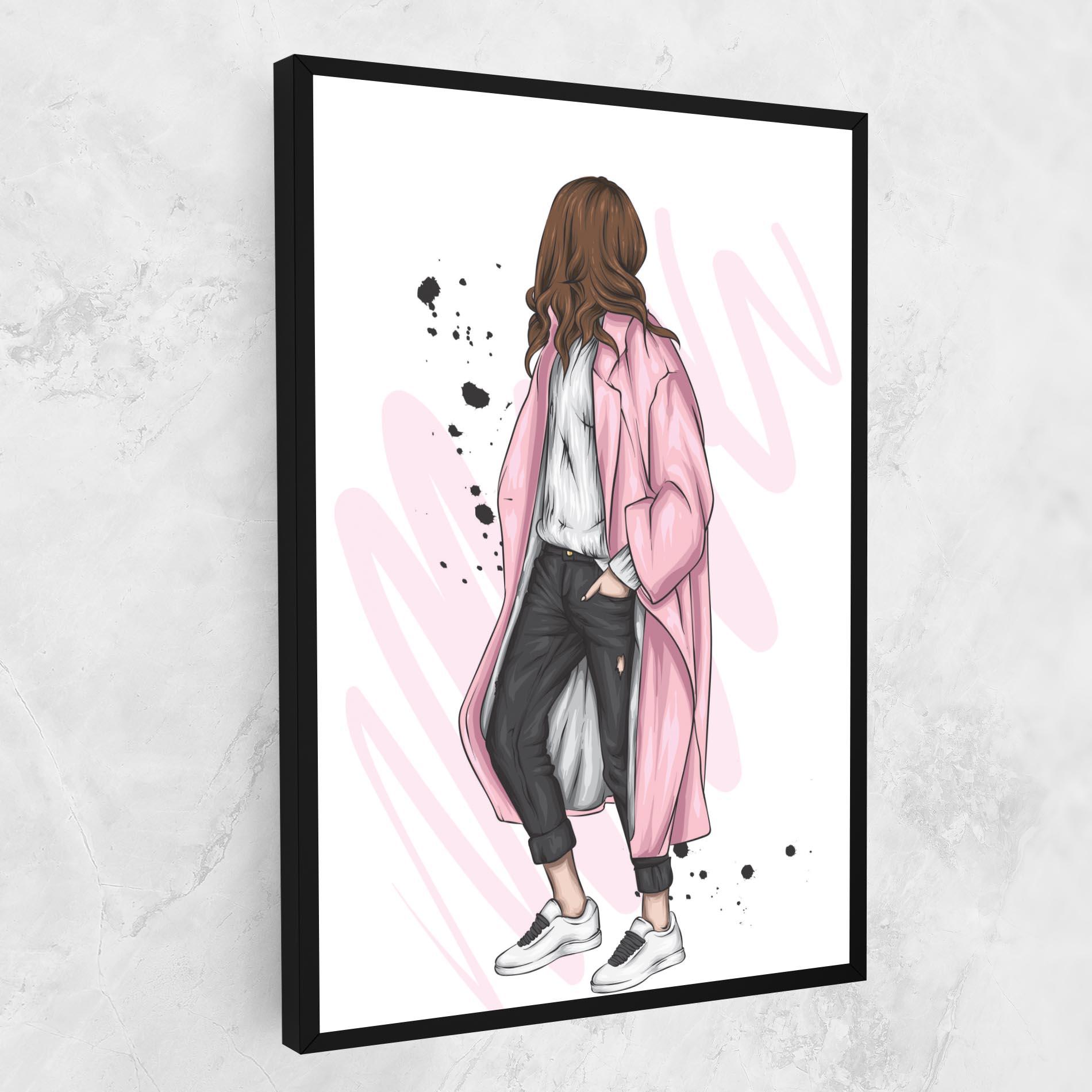 Vászonkép Pink Coat Woman mockup 1