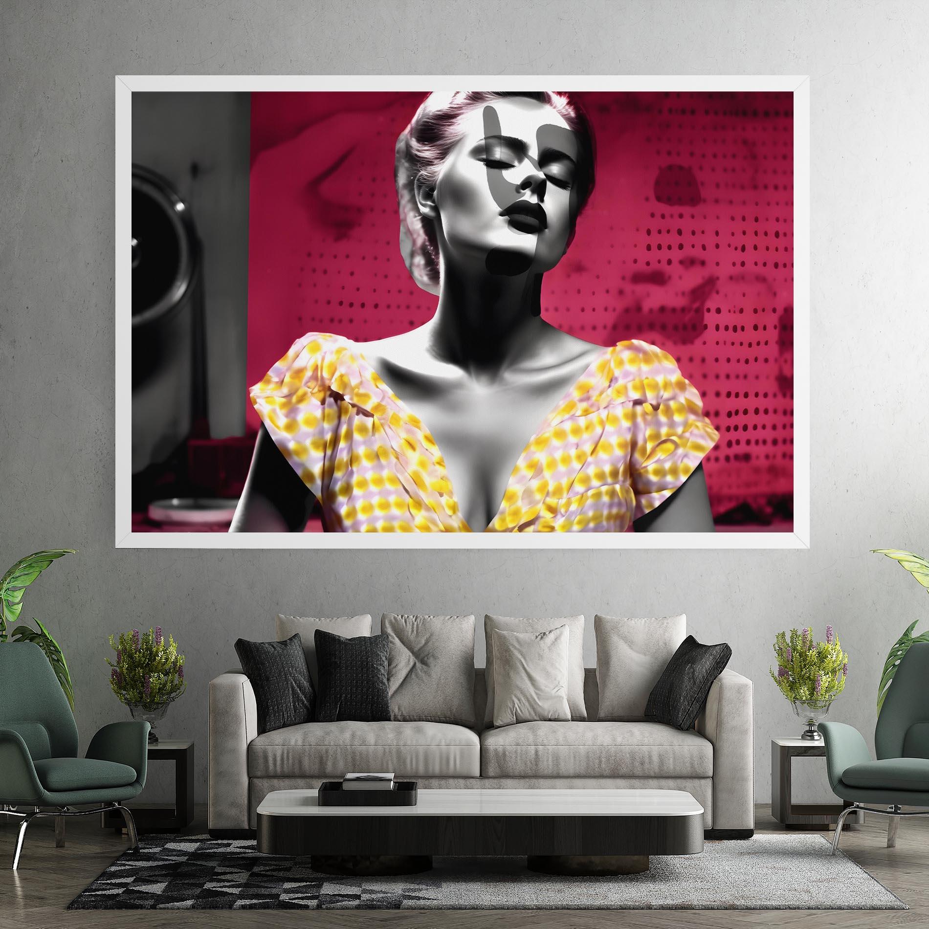 Vászonkép Yellow Dress On Pink mockup 7