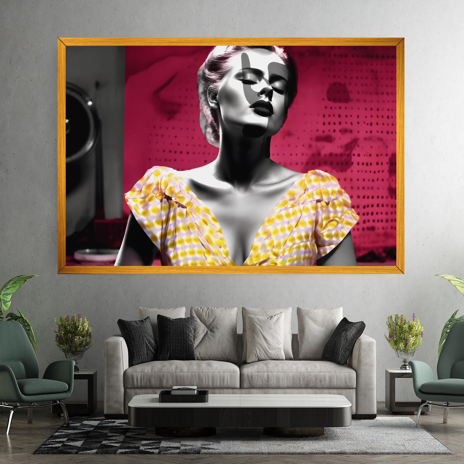 Vászonkép Yellow Dress On Pink mockup 7