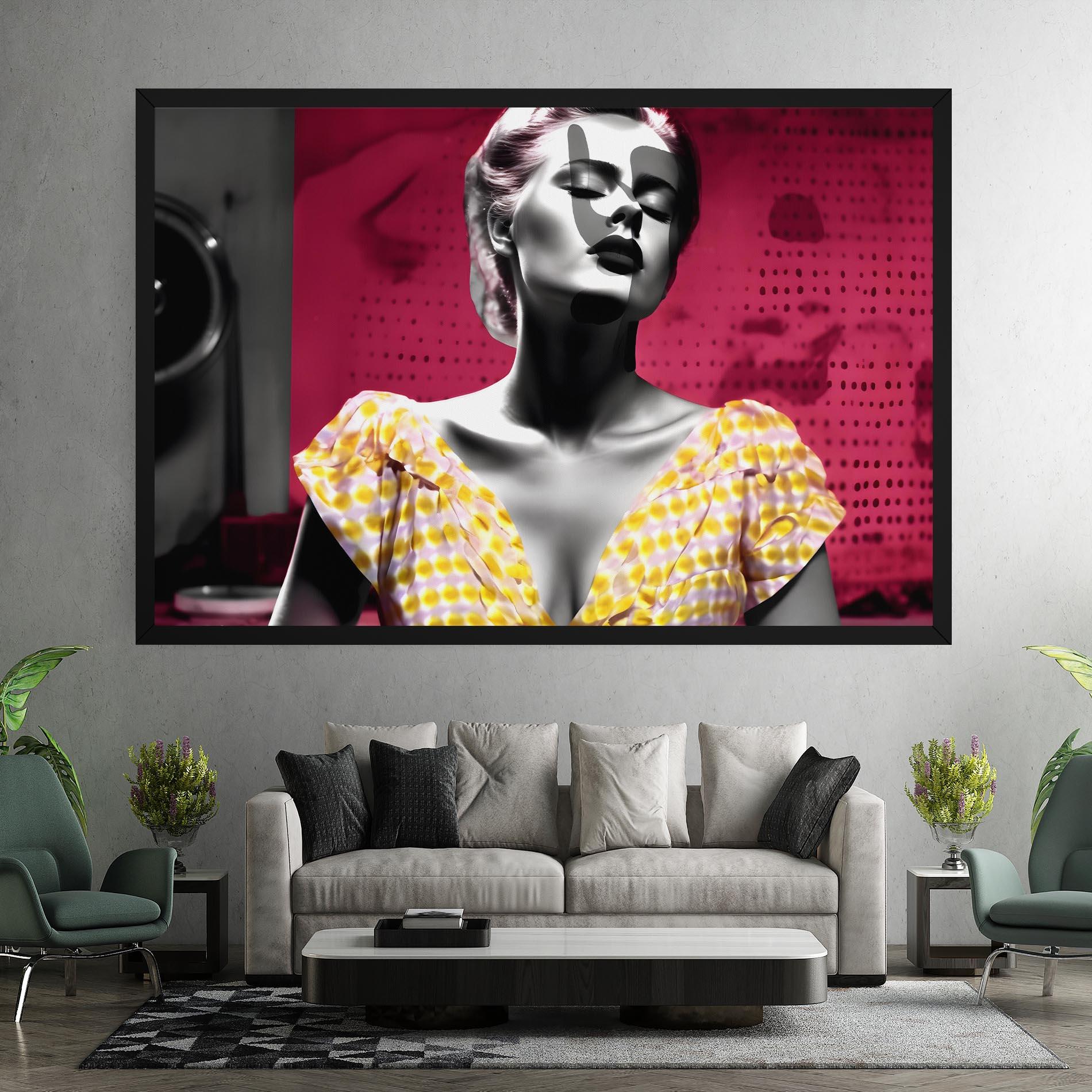 Vászonkép Yellow Dress On Pink mockup 7