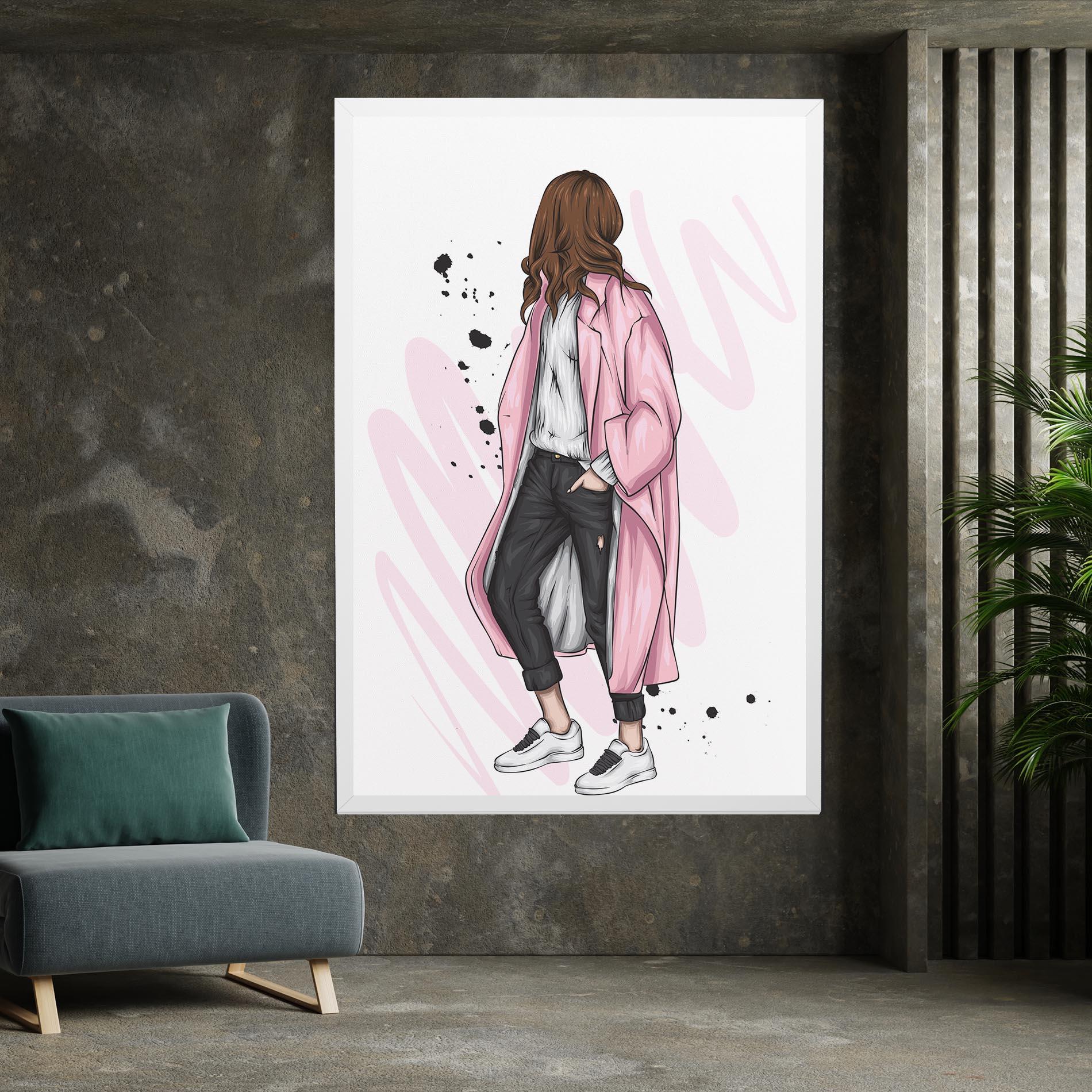 Vászonkép Pink Coat Woman mockup 7
