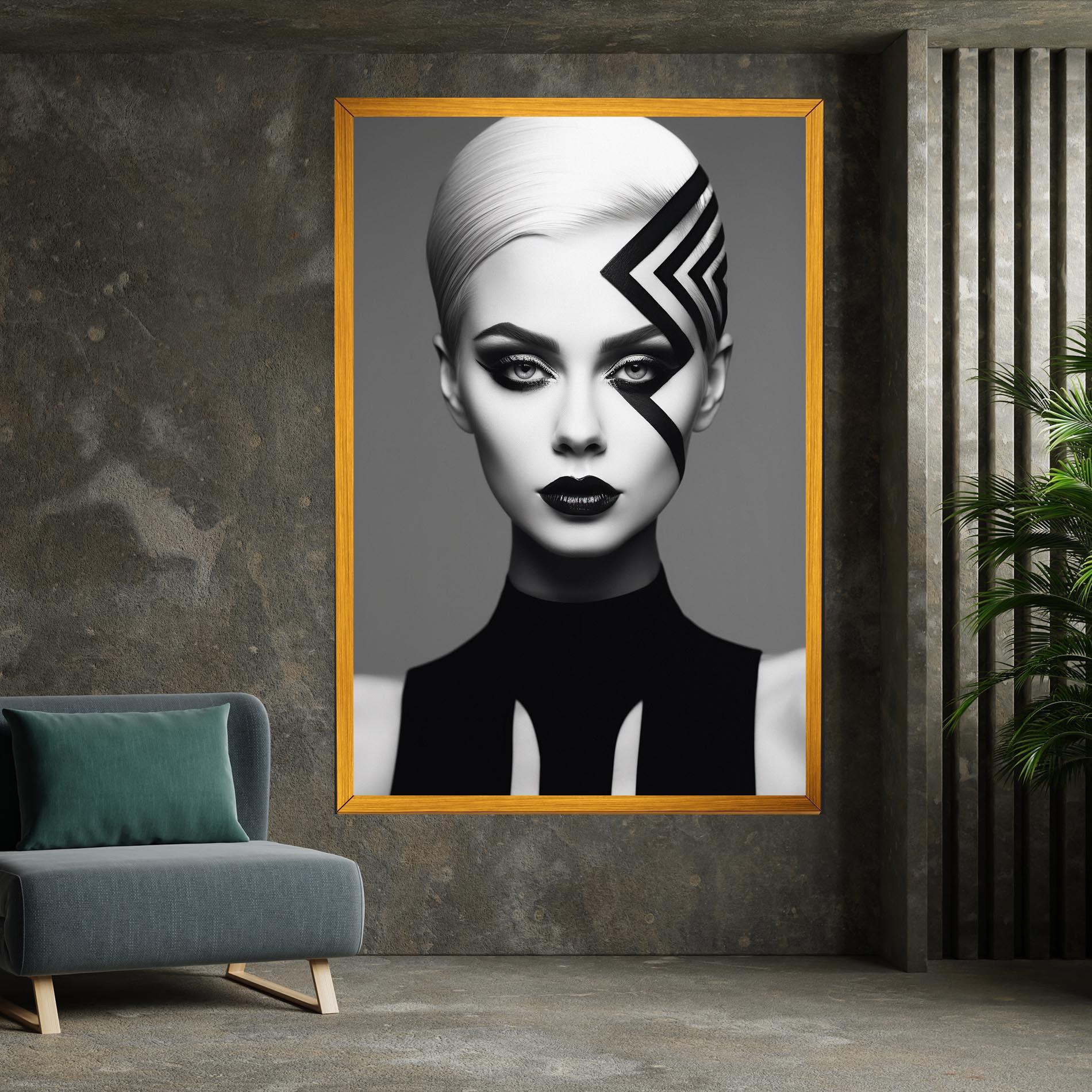 Vászonkép Black Lines On Face mockup 7