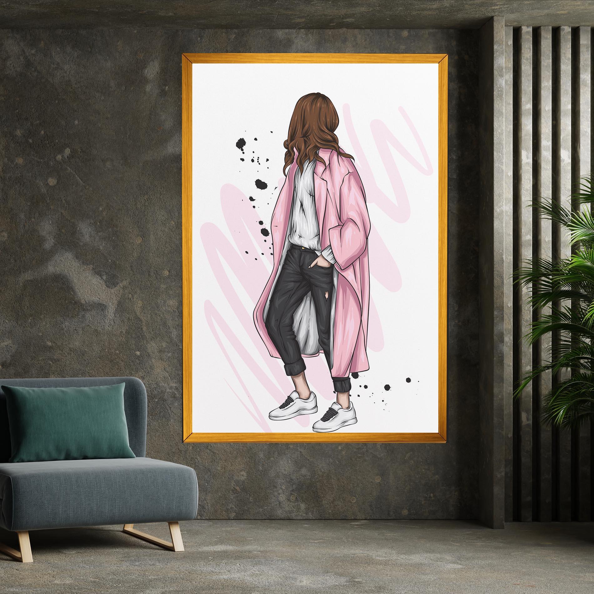 Vászonkép Pink Coat Woman mockup 7