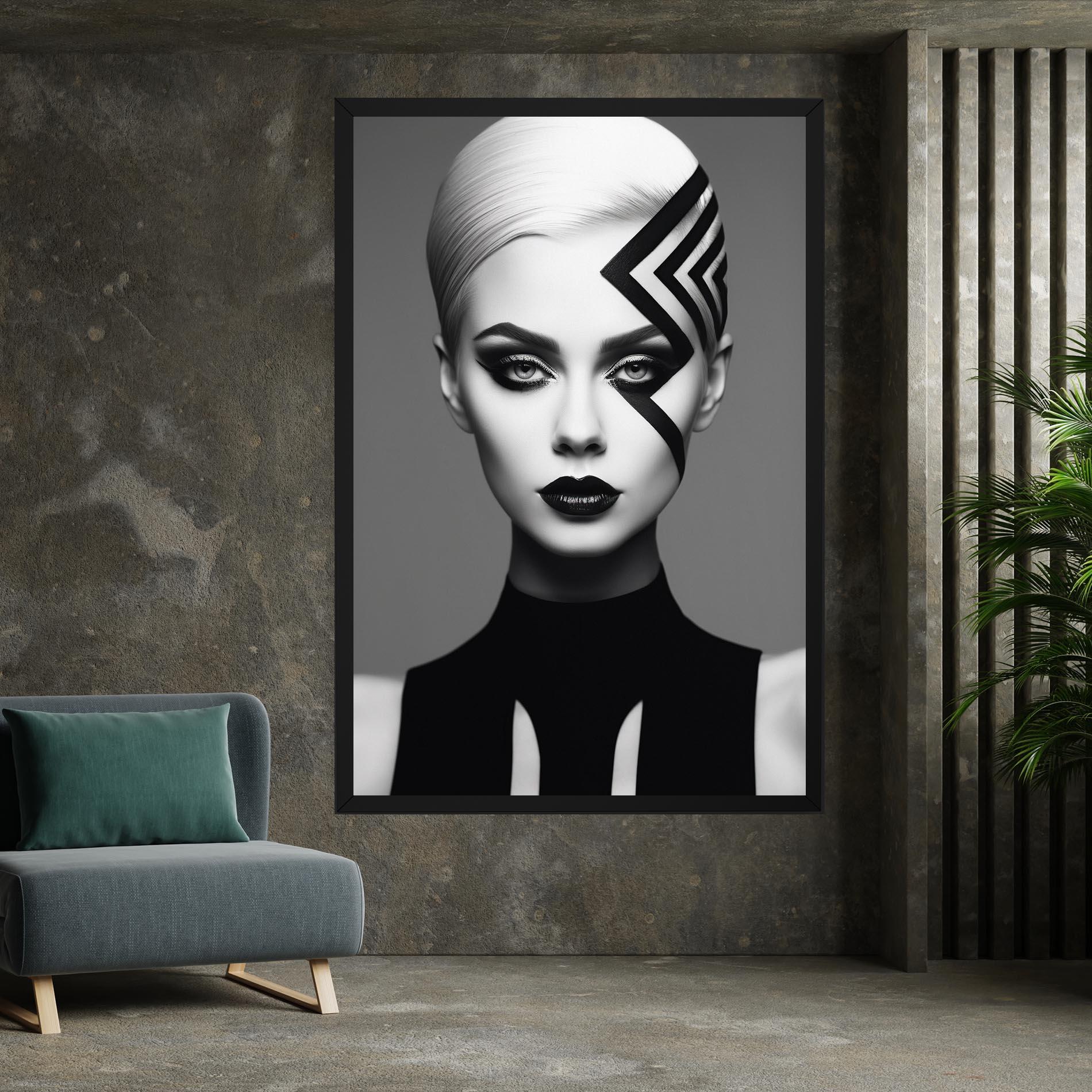 Vászonkép Black Lines On Face mockup 7