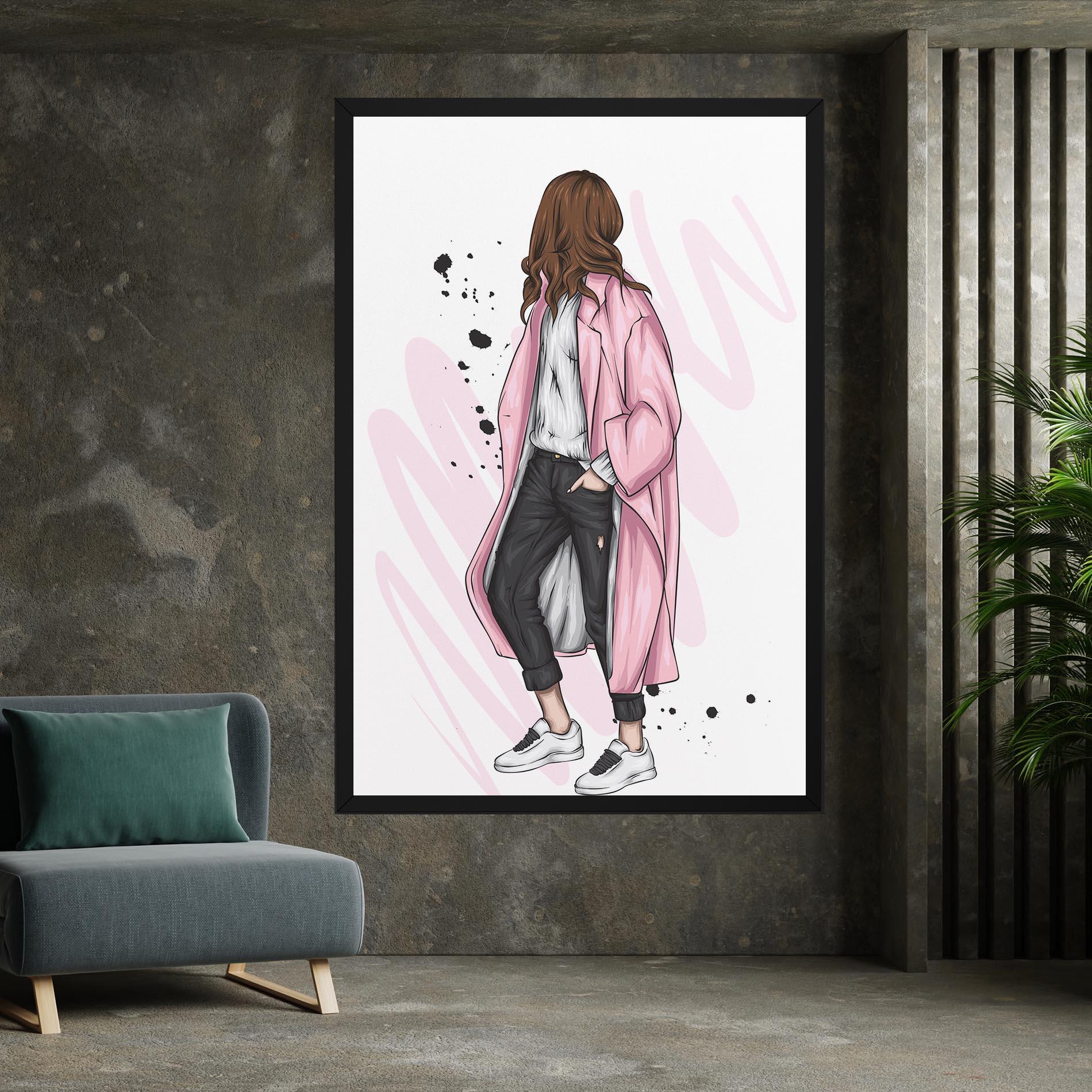 Vászonkép Pink Coat Woman mockup 7