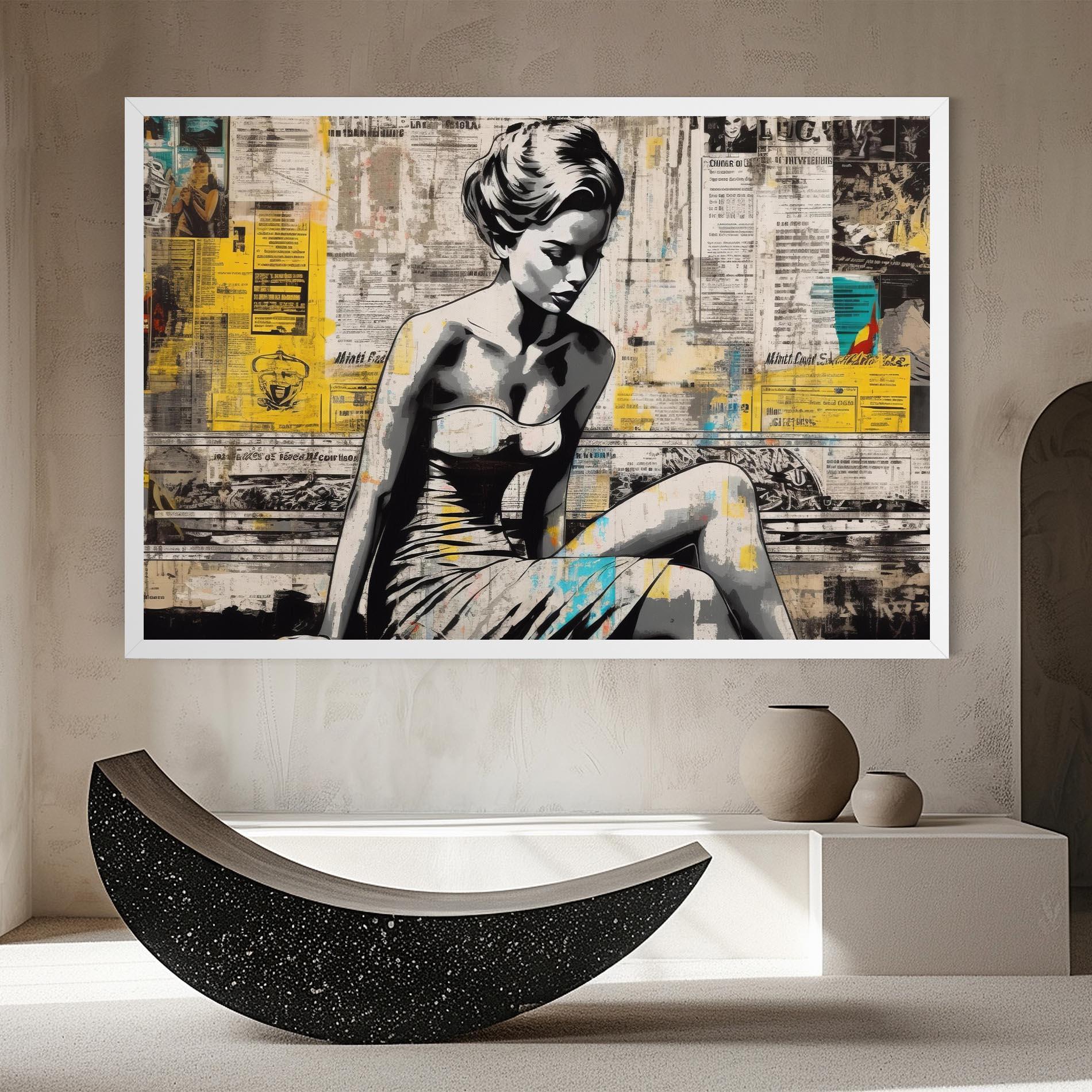 Vászonkép Newspaper Painting Girl mockup 8