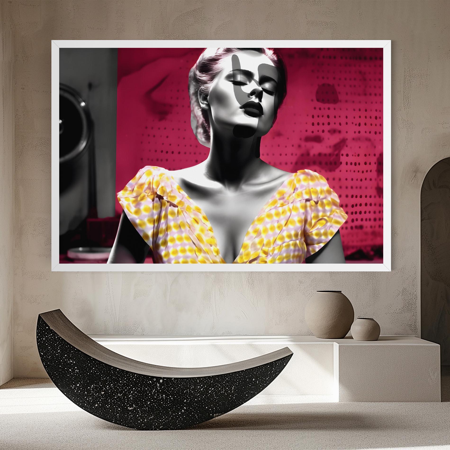 Vászonkép Yellow Dress On Pink mockup 8