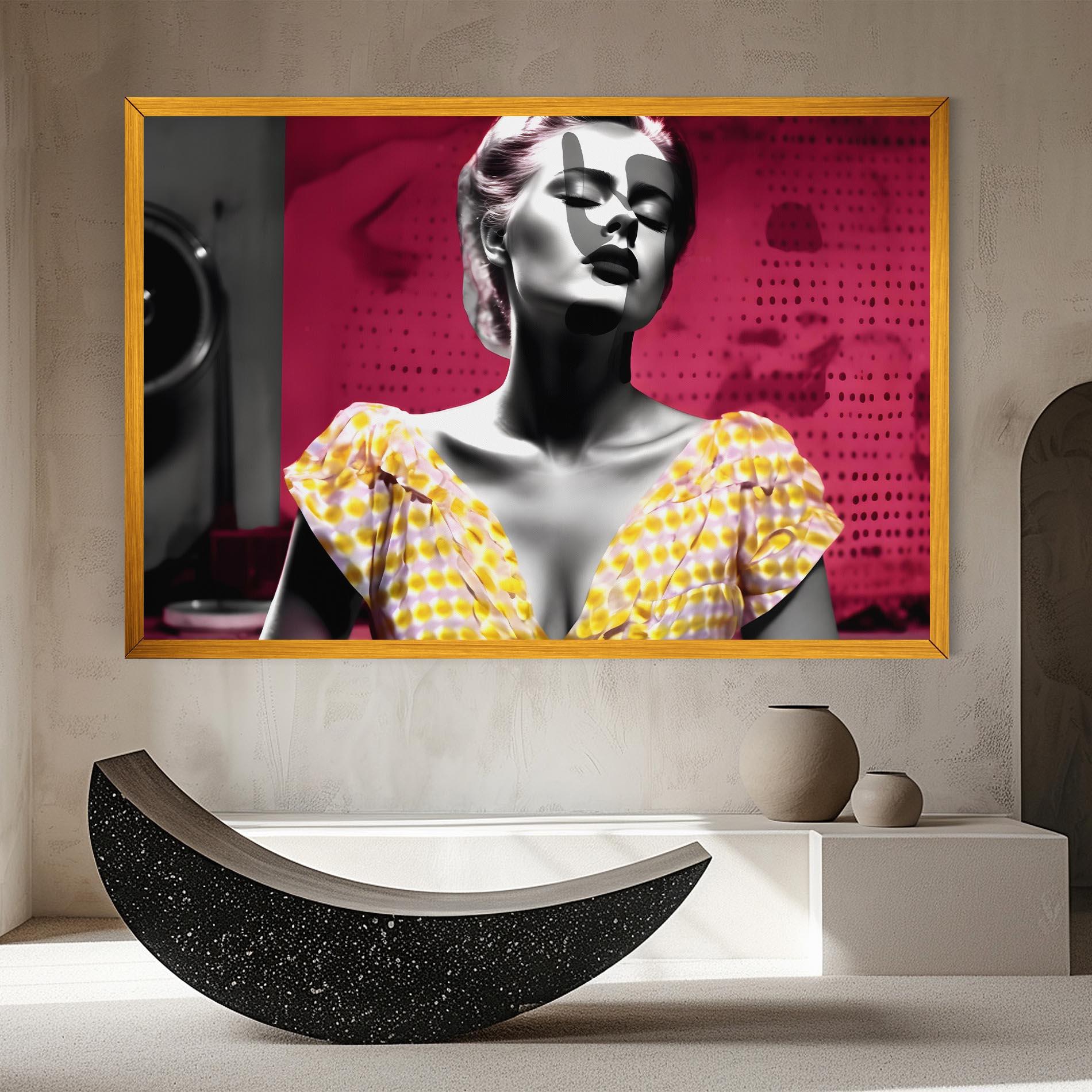 Vászonkép Yellow Dress On Pink mockup 8