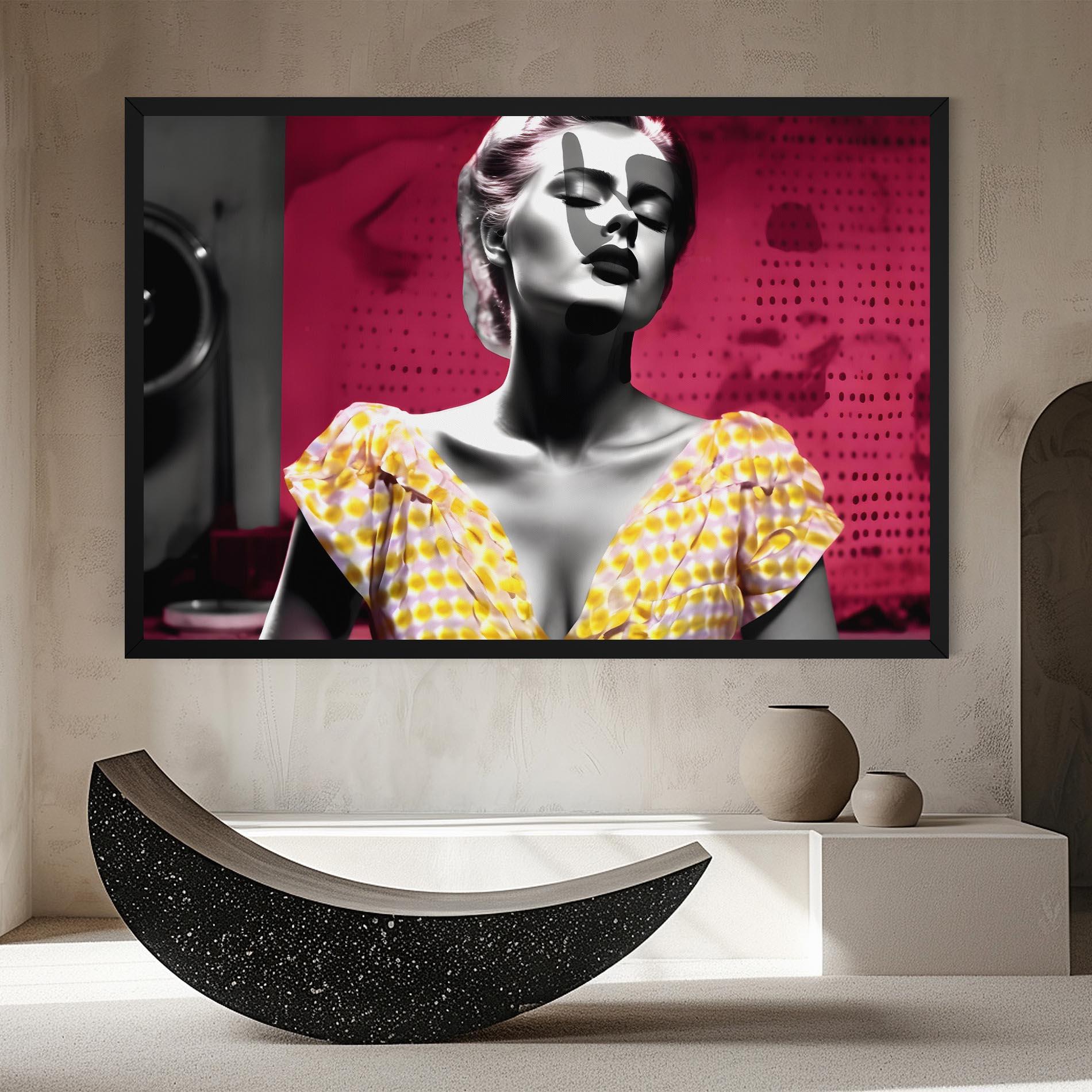 Vászonkép Yellow Dress On Pink mockup 8