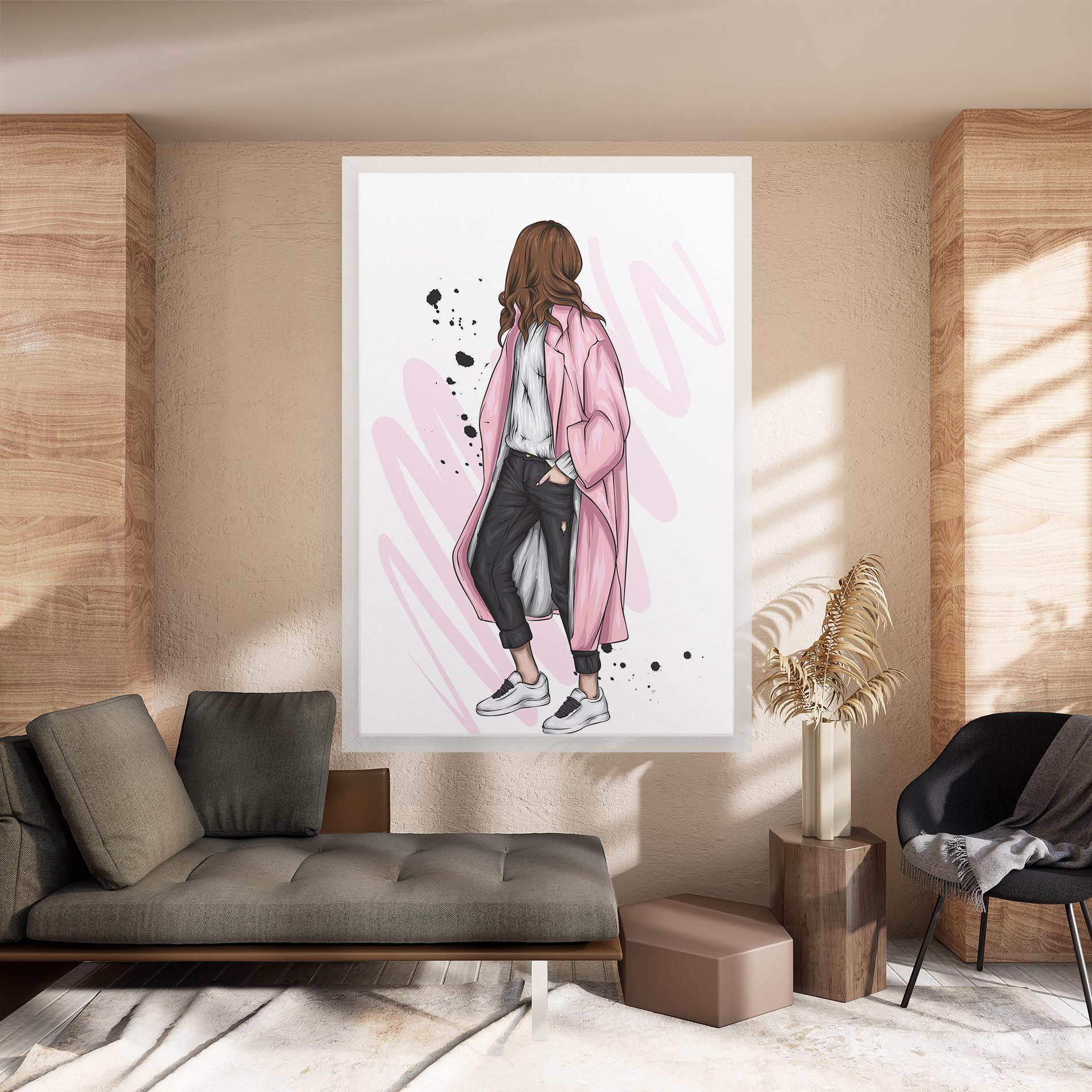 Vászonkép Pink Coat Woman mockup 8